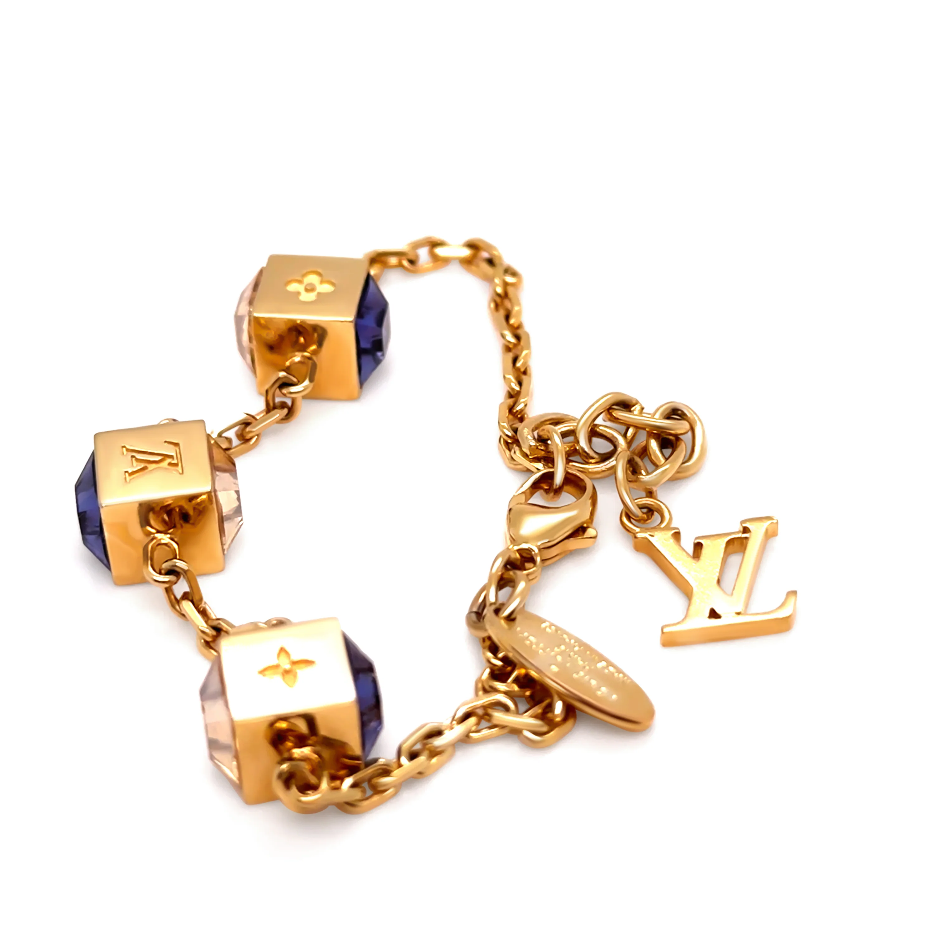 Louis Vuitton Gold-Tone Gamble Crystal Bracelet with Swarovski Crystals 12.65g - Image 6