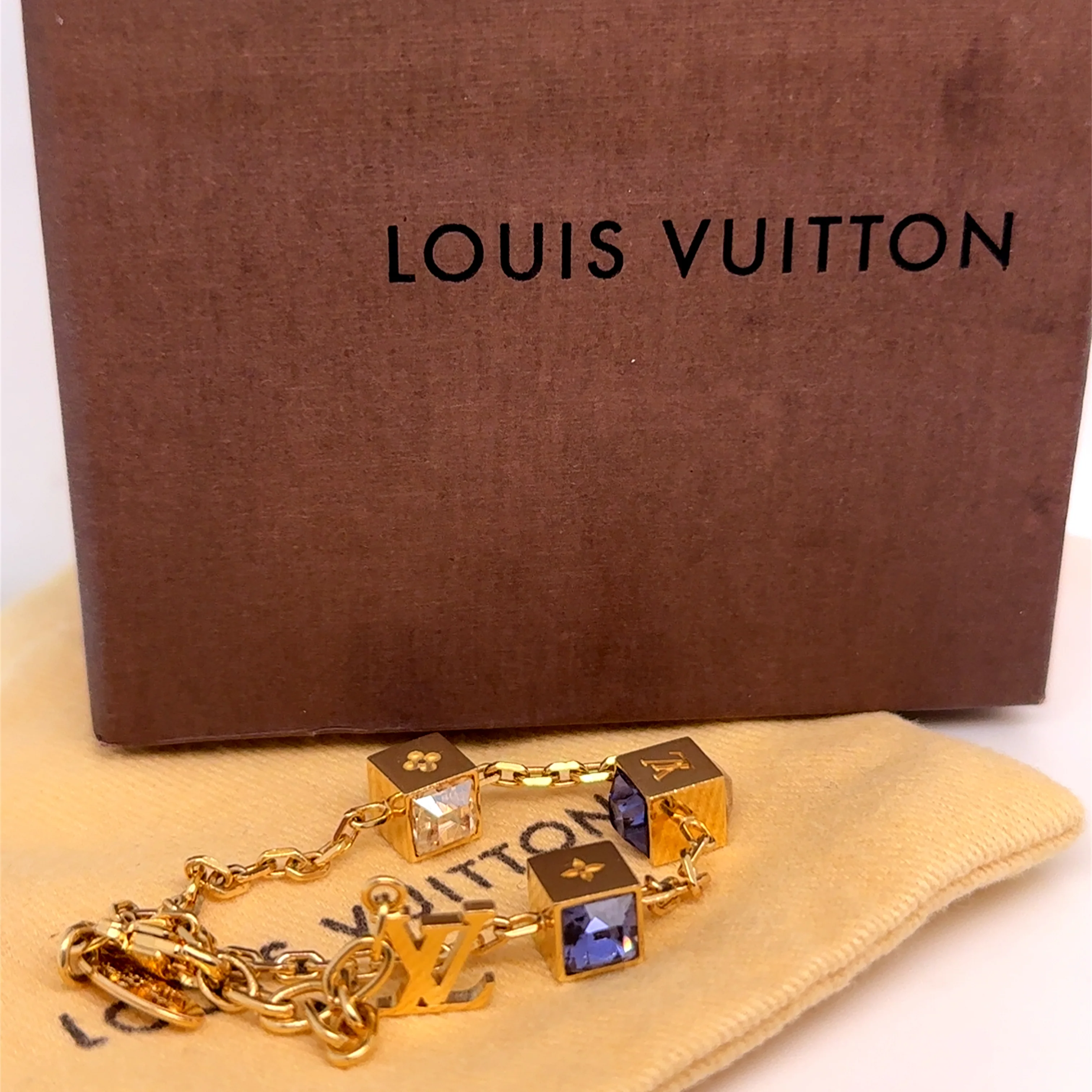 Louis Vuitton Gold-Tone Gamble Crystal Bracelet with Swarovski Crystals 12.65g - Image 7
