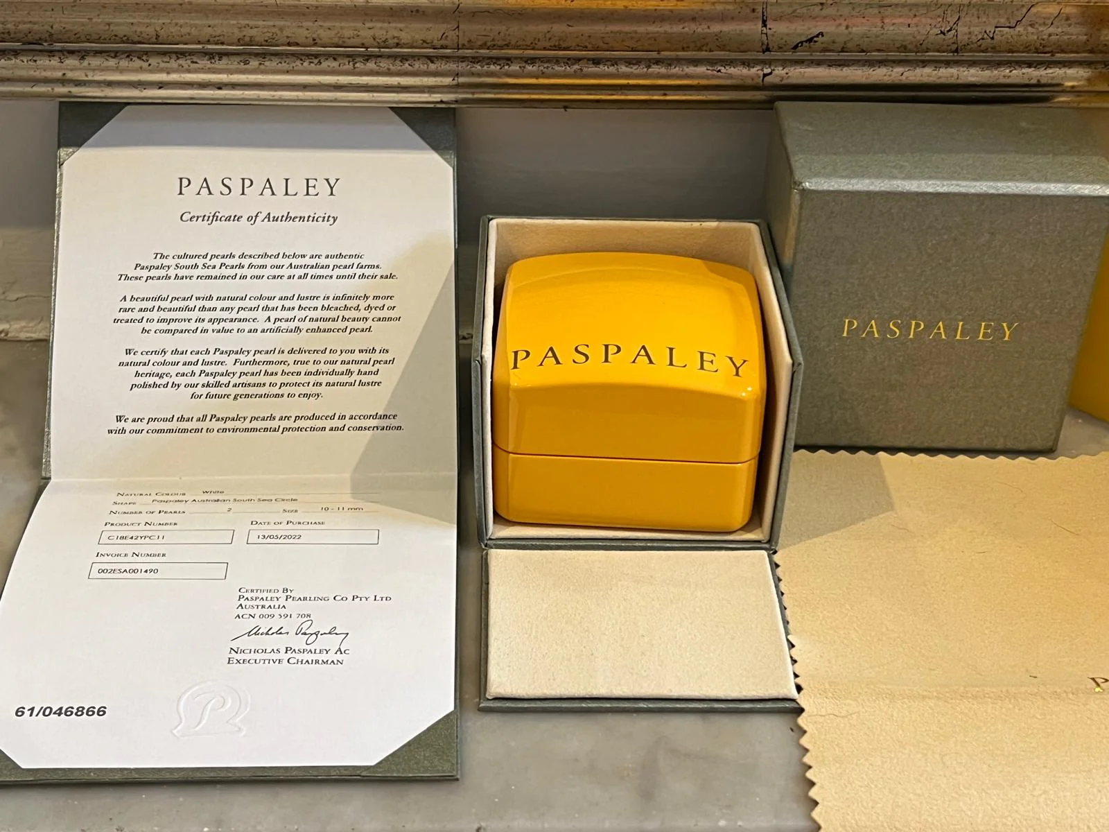 Paspaley 18ct Yellow Gold Keel Edge South Sea Pearl Earrings 10-11mm 6.64g - Image 10