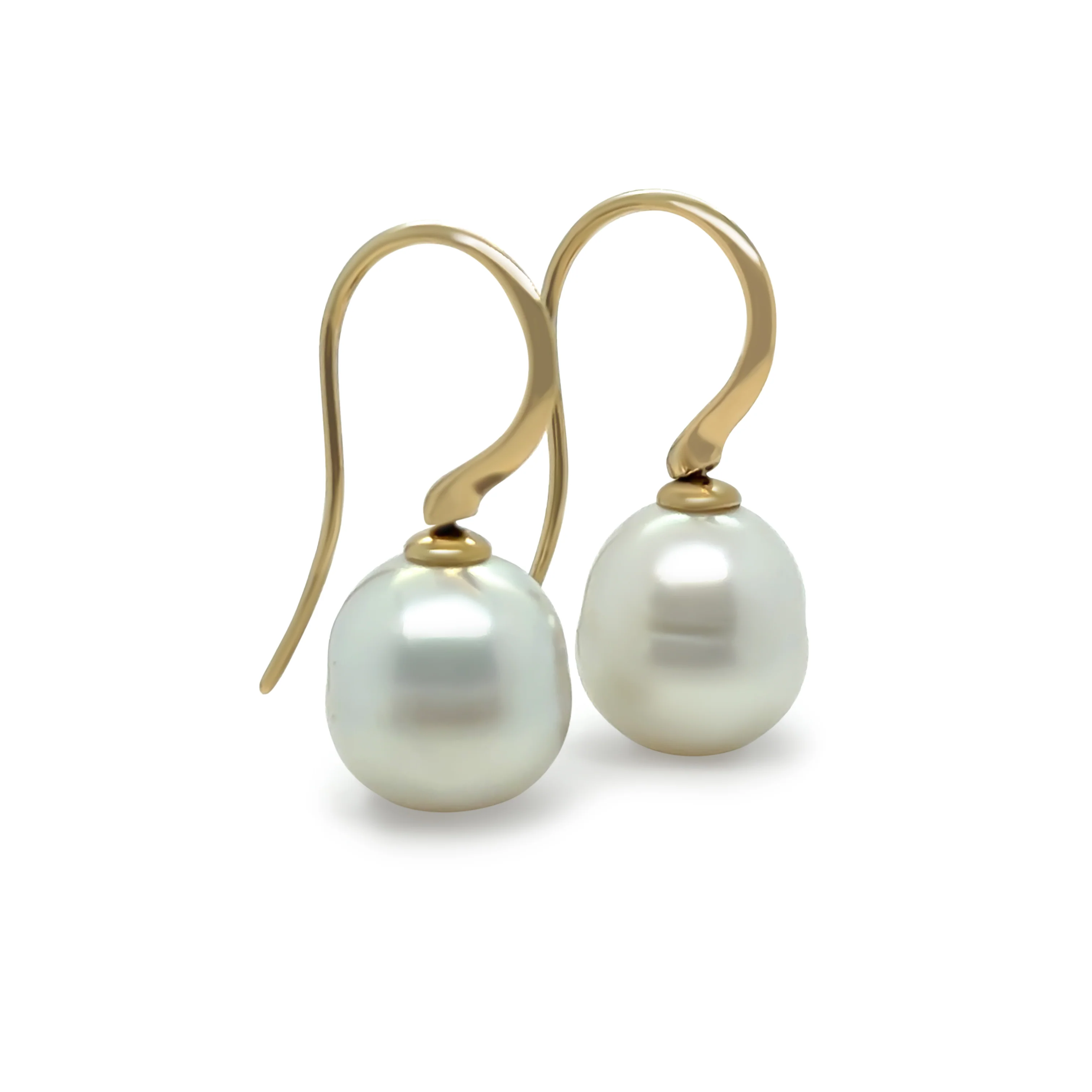 Paspaley 18ct Yellow Gold Keel Edge South Sea Pearl Earrings 10-11mm 6.64g - Image 3