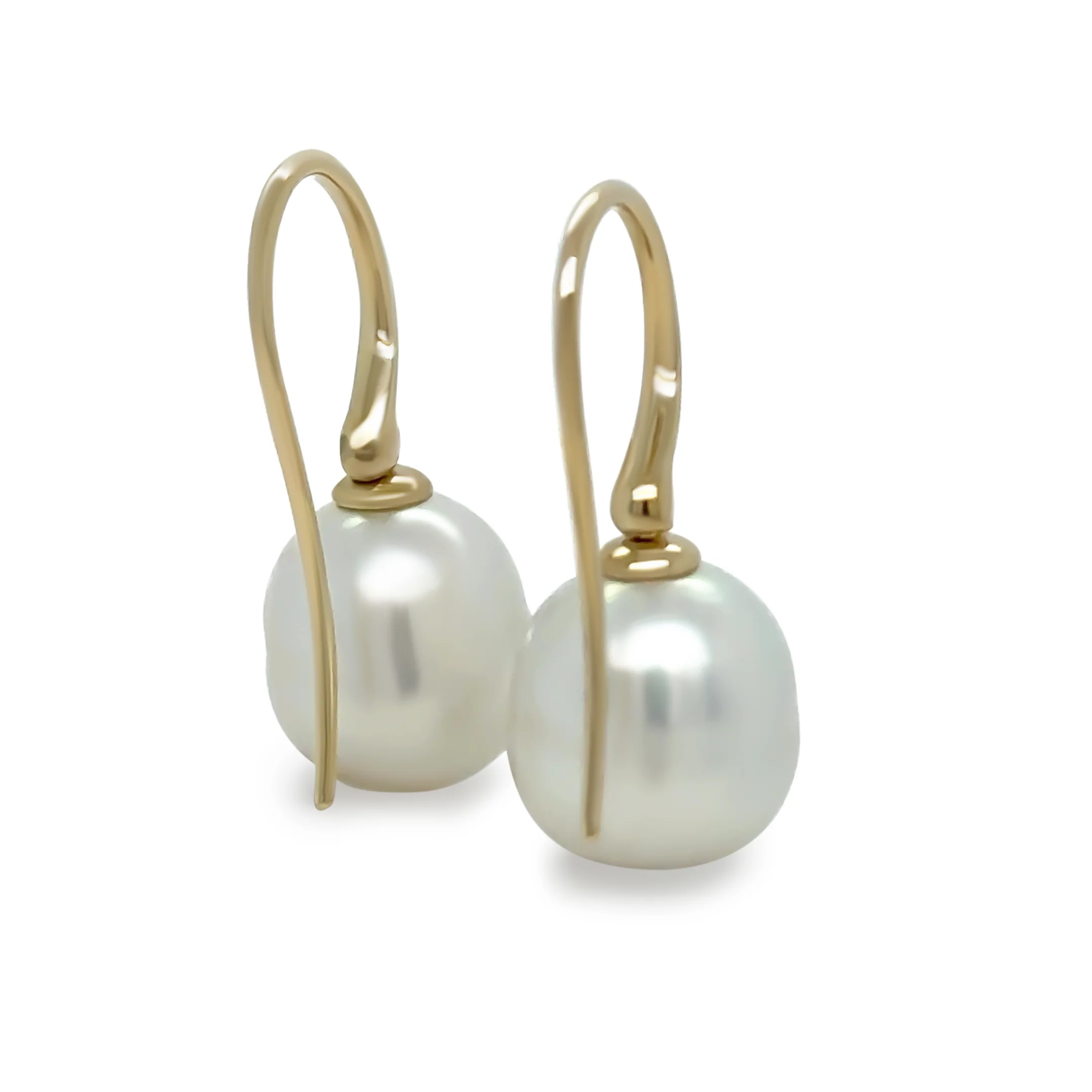 Paspaley 18ct Yellow Gold Keel Edge South Sea Pearl Earrings 10-11mm 6.64g - Image 4