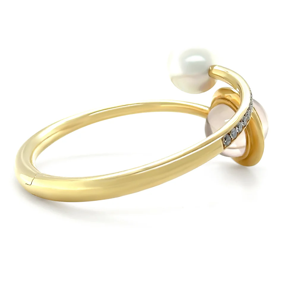 Paspaley 18ct Yellow Gold Muse Pearl & Diamond Bangle 2.18ct 42.85g - Image 4