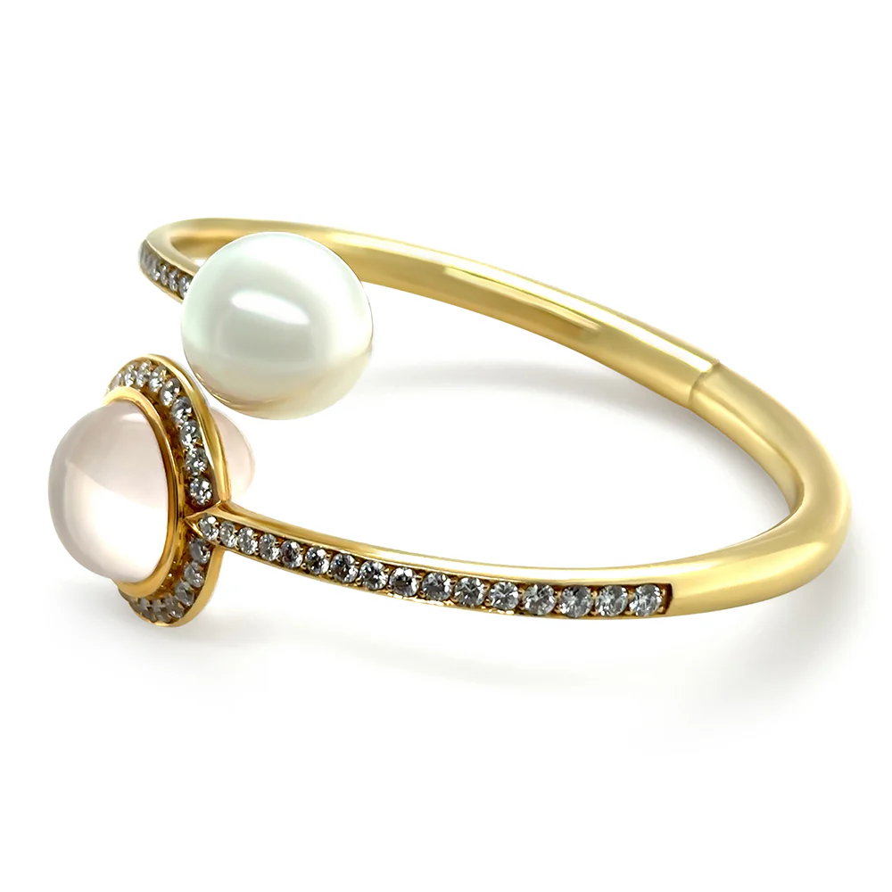 Paspaley 18ct Yellow Gold Muse Pearl & Diamond Bangle 2.18ct 42.85g - Image 6