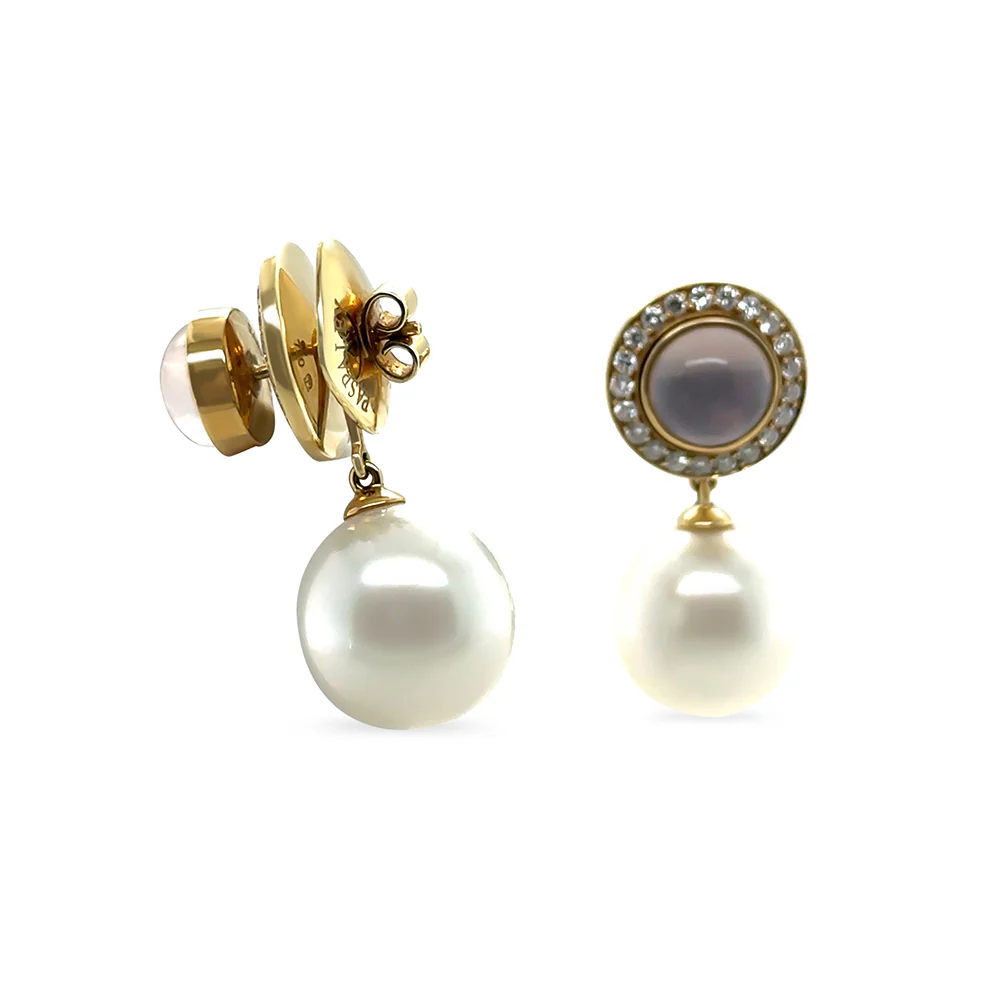 Paspaley 18ct Yellow Gold Muse Pearl, Rose Quartz & Diamond Earrings 0.64ct 15.27g - Image 10