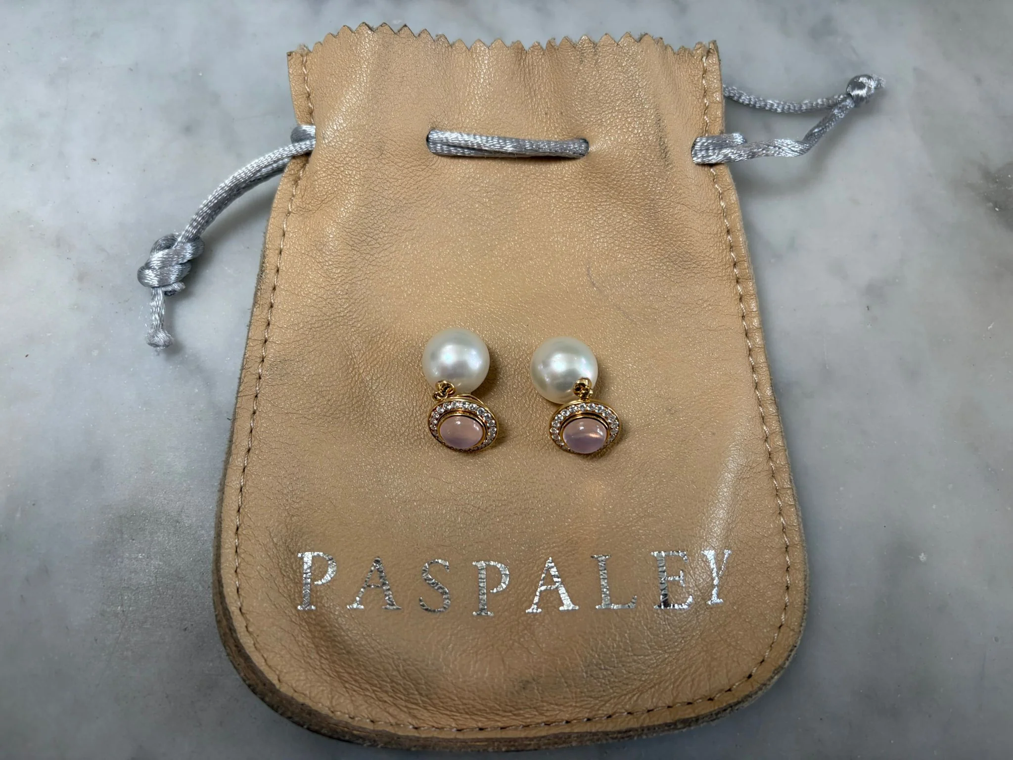 Paspaley 18ct Yellow Gold Muse Pearl, Rose Quartz & Diamond Earrings 0.64ct 15.27g - Image 11