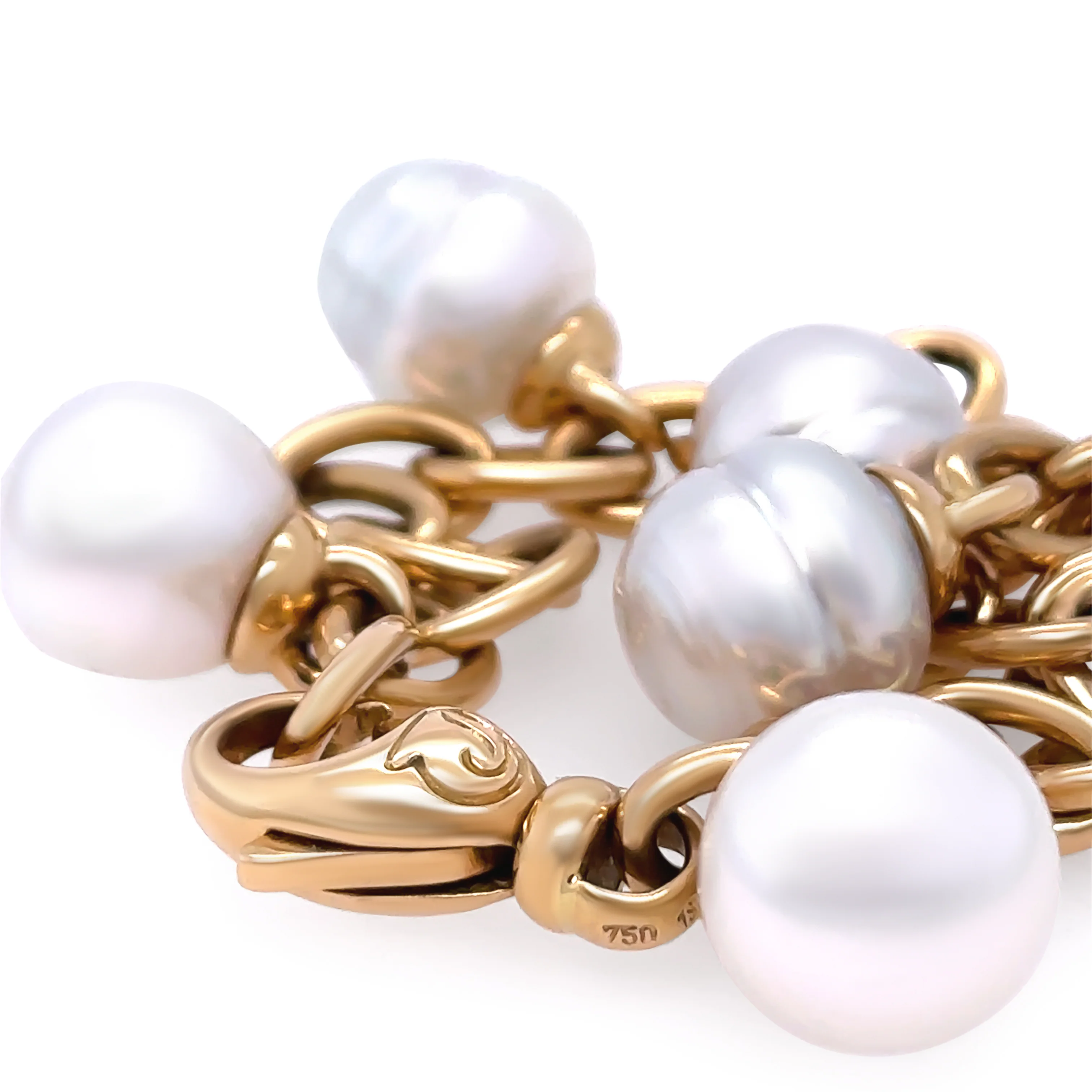 Paspaley 18ct Yellow Gold White South Sea Pearl Bracelet 37.5g - Image 3