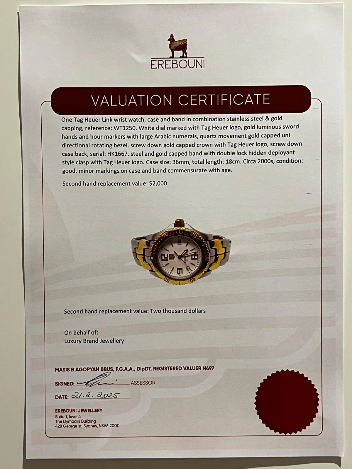 Tag Heuer Link Stainless Steel & Gold Capped Quartz Watch WT1250 – 36mm - Image 7