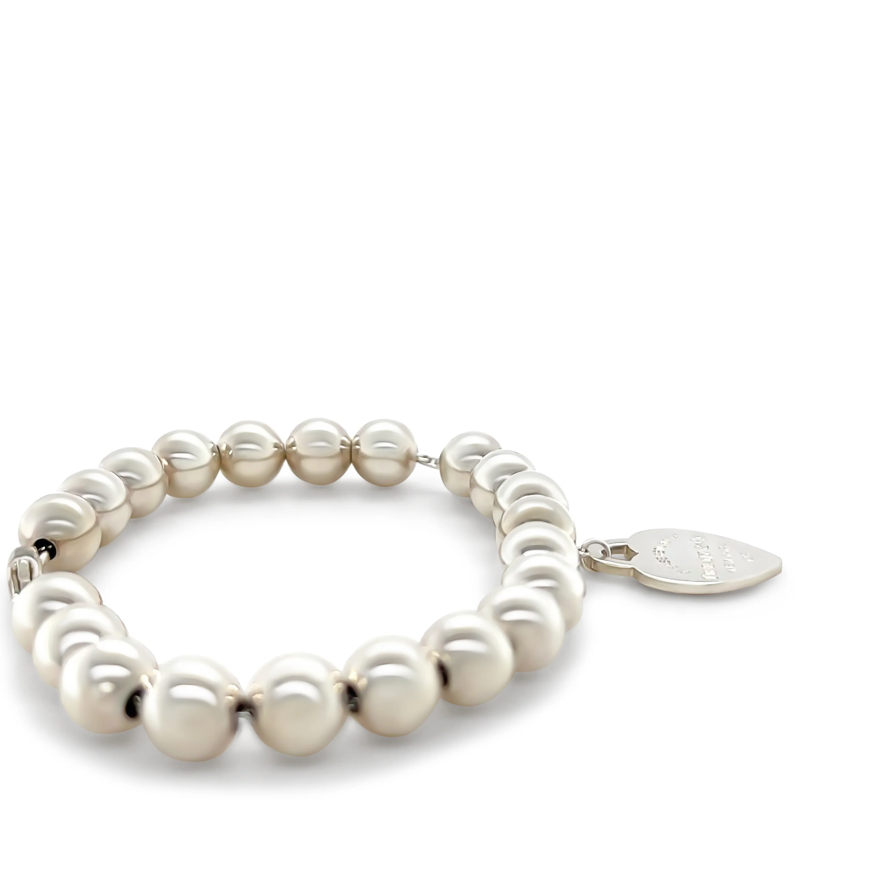 Tiffany and Co Sterling Silver Heart Tag Bead Bracelet - Image 2