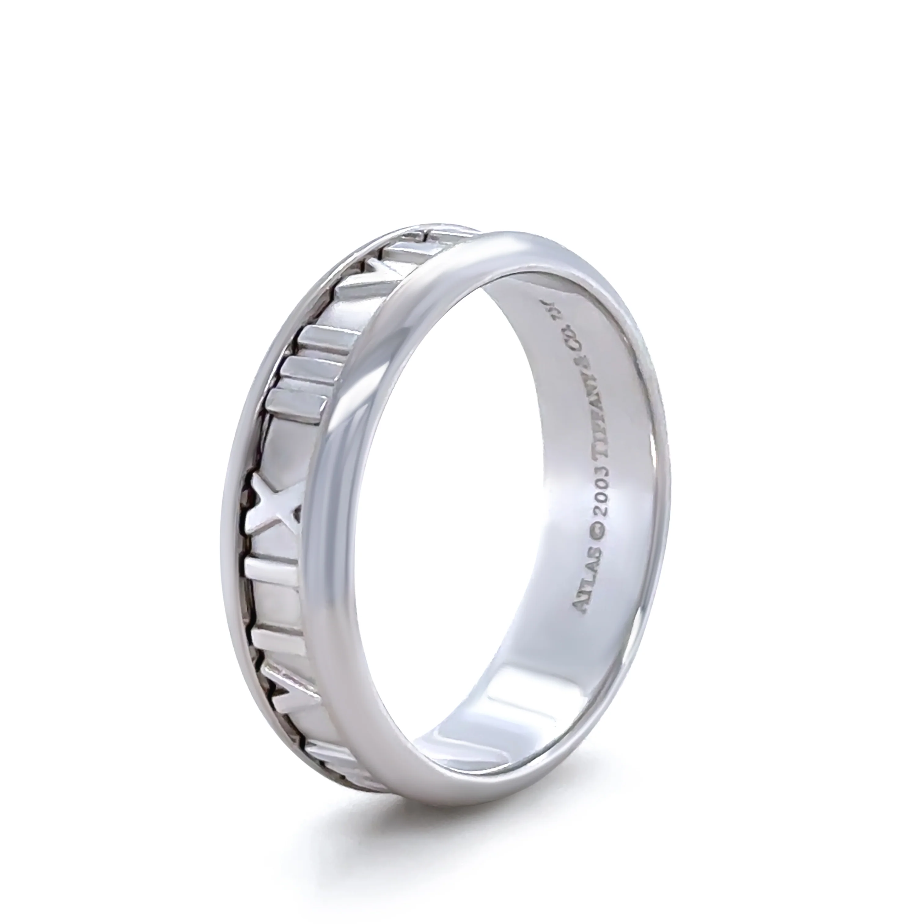 Tiffany & Co 18ct White Gold Atlas Ring 11g - Image 6
