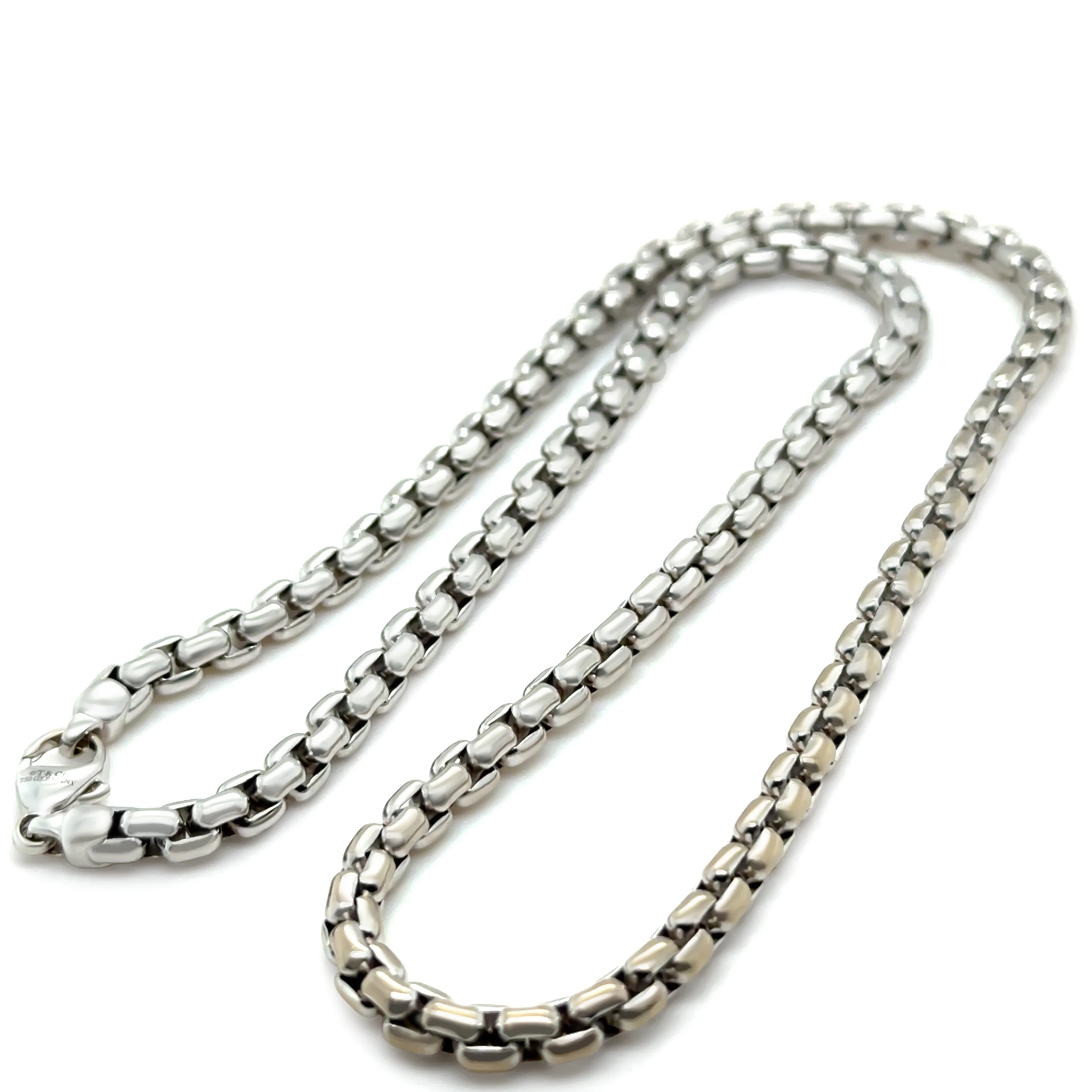 Tiffany & Co. 18ct White Gold Box Chain Necklace 74.3g - Image 3