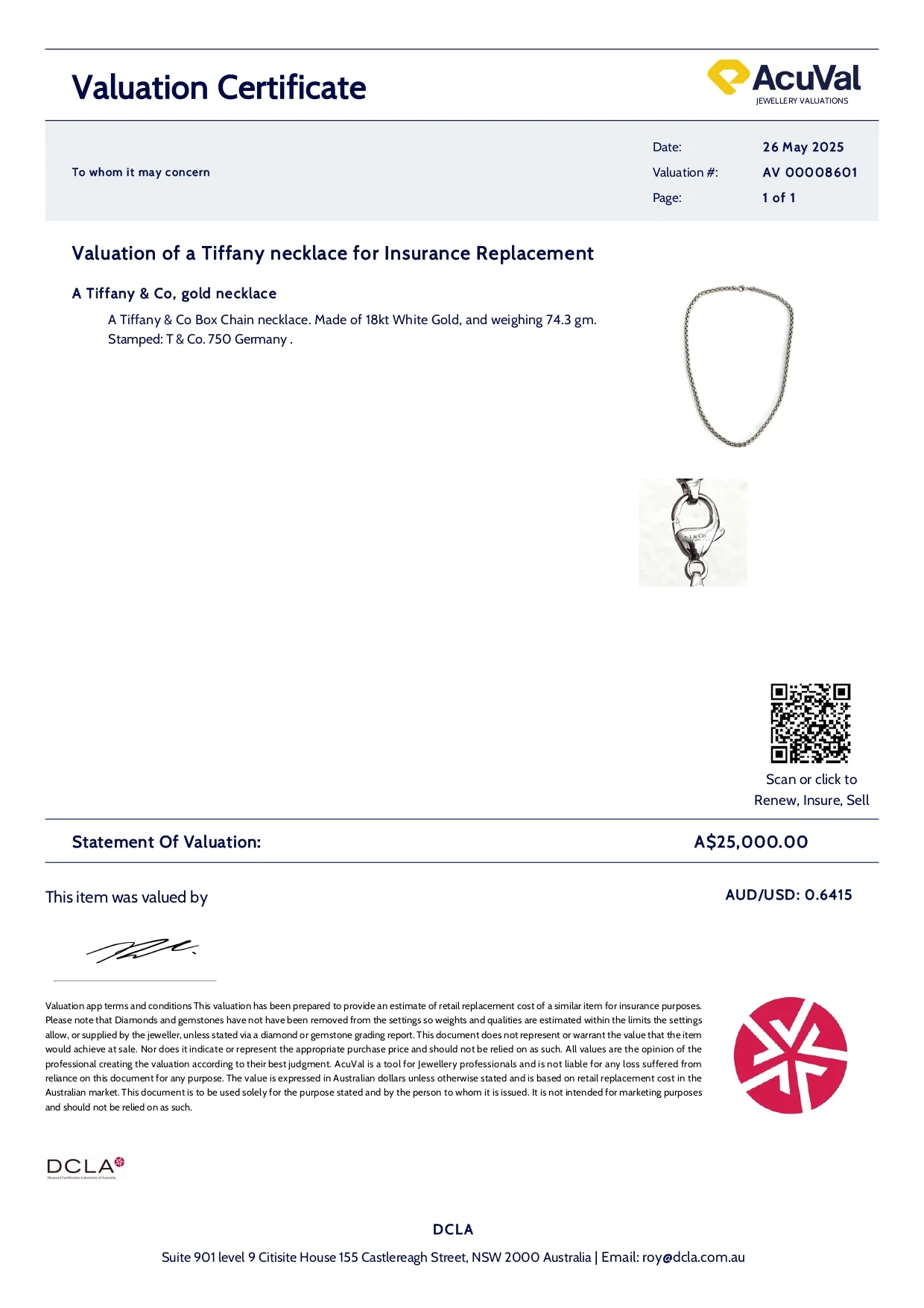 Tiffany & Co. 18ct White Gold Box Chain Necklace 74.3g - Image 5