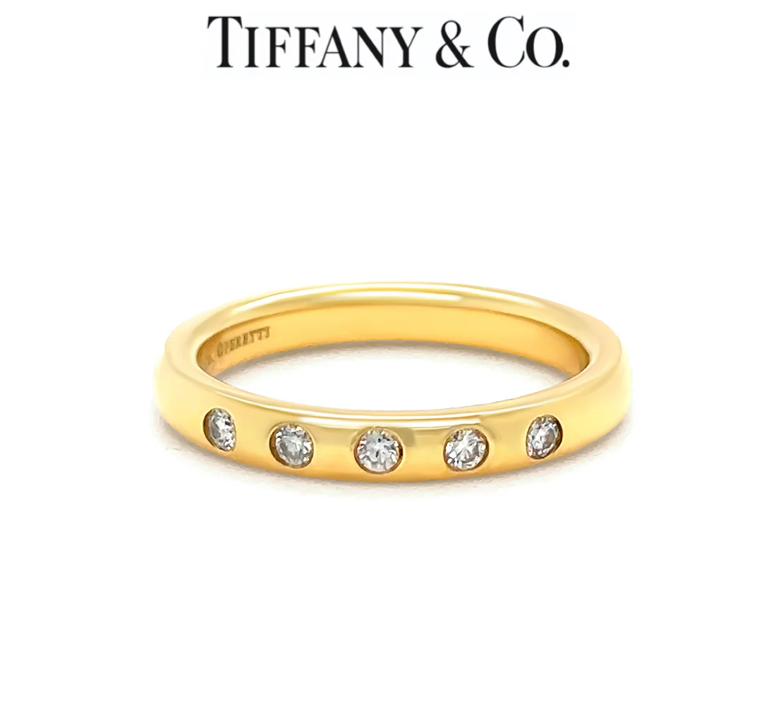 Tiffany & Co. 18ct Yellow Gold Elsa Peretti Diamond Ring 0.10ct 3.88g