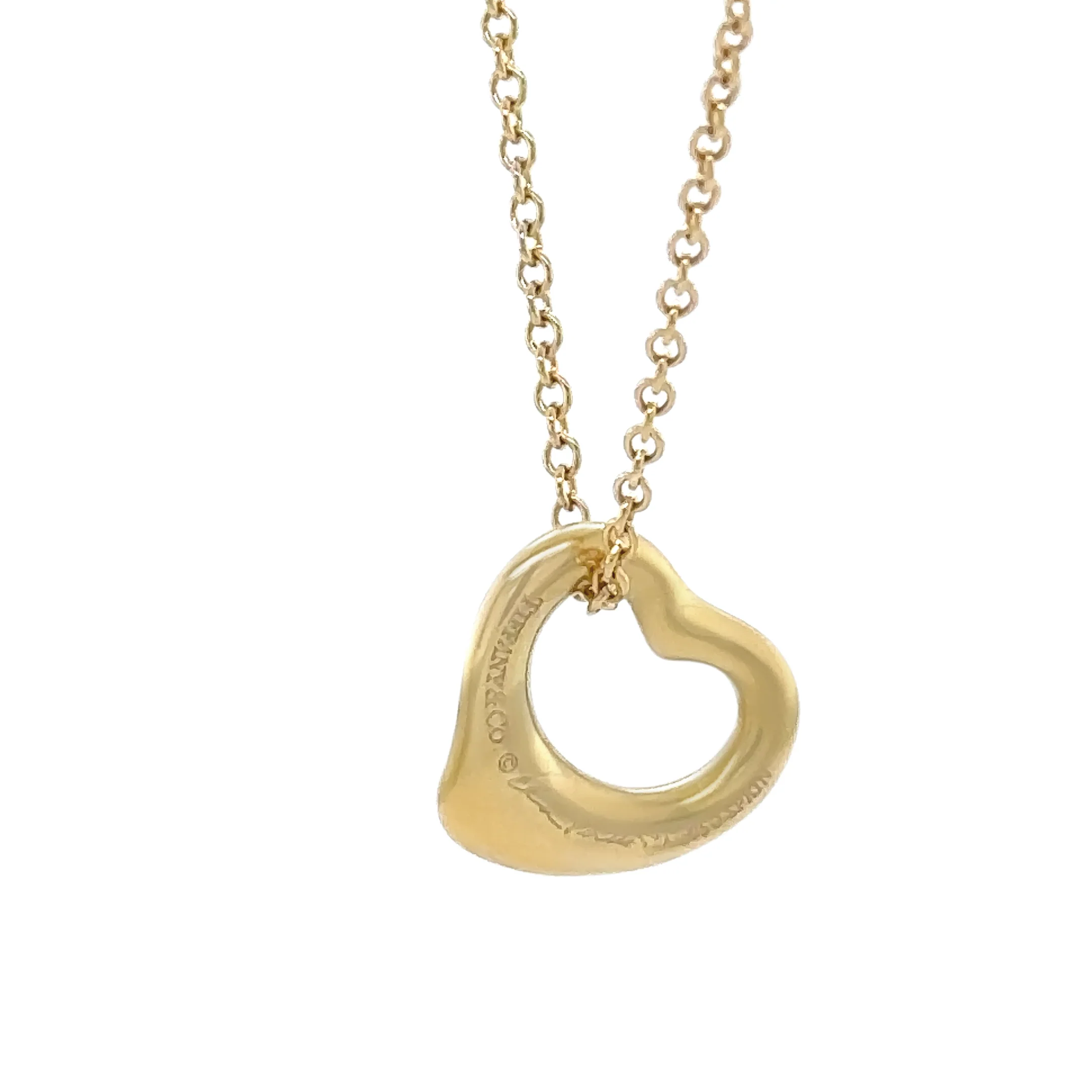 Tiffany & Co 18ct Yellow Gold Elsa Peretti Open Heart Pendant 3g - Image 4