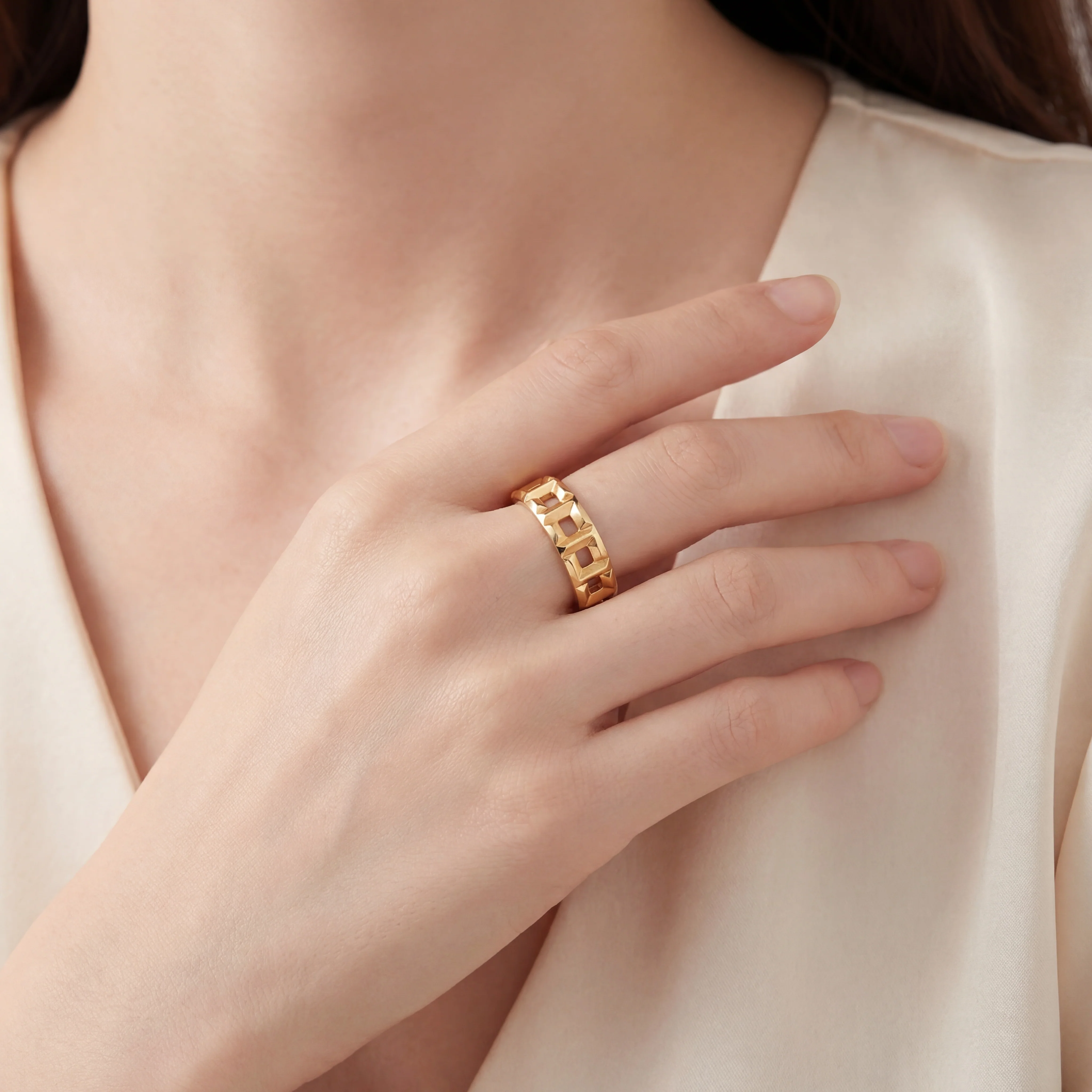 Tiffany & Co. 18ct Yellow Gold T True Wide Ring 5.65g - Image 11