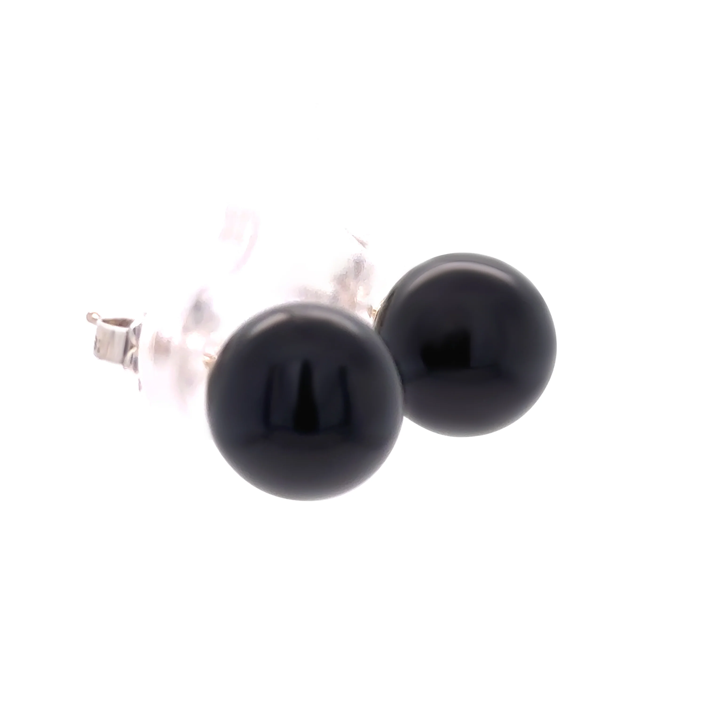 Tiffany & Co. Black Onyx Ball Stud Earrings in Sterling Silver 10mm 3.51g - Image 2