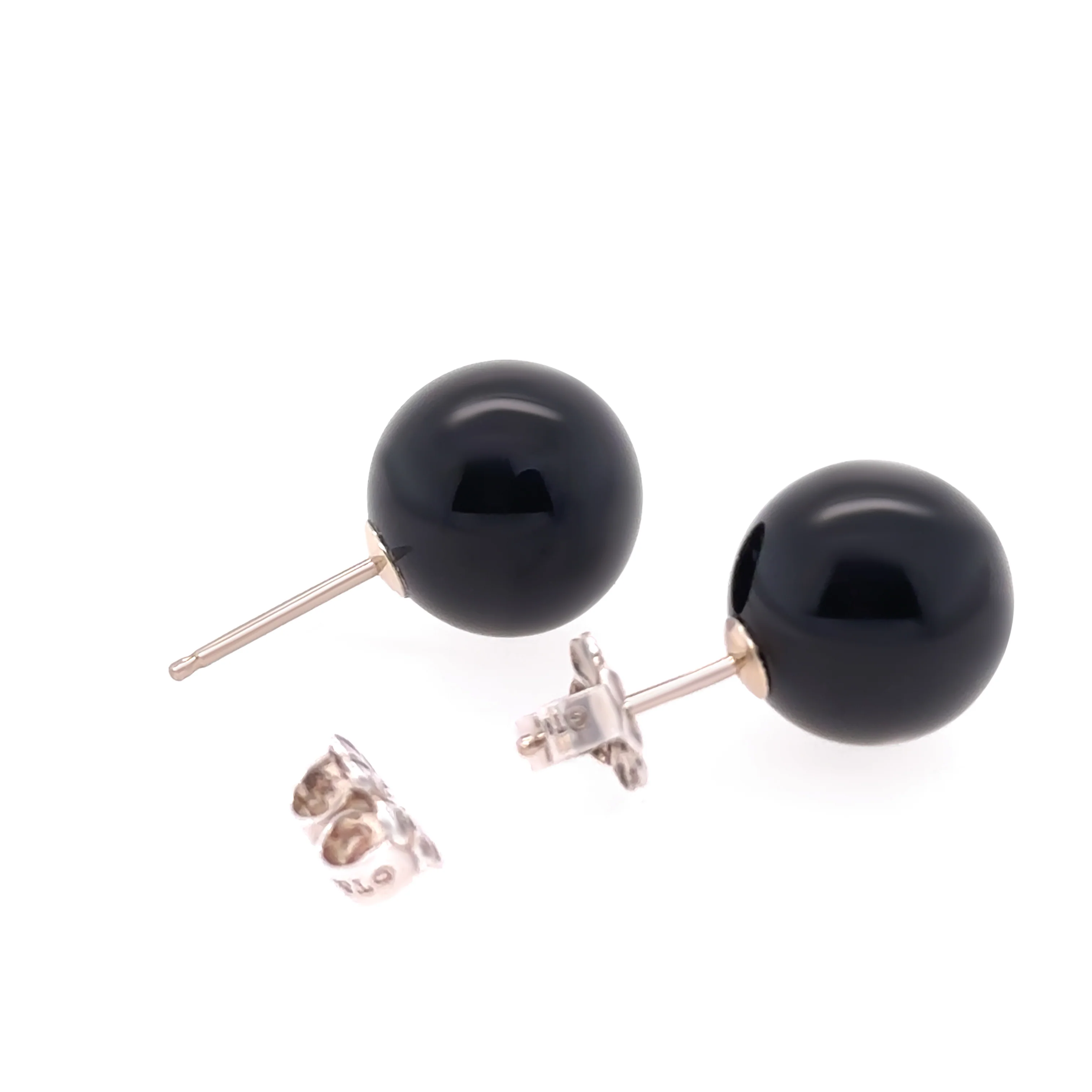 Tiffany & Co. Black Onyx Ball Stud Earrings in Sterling Silver 10mm 3.51g - Image 3