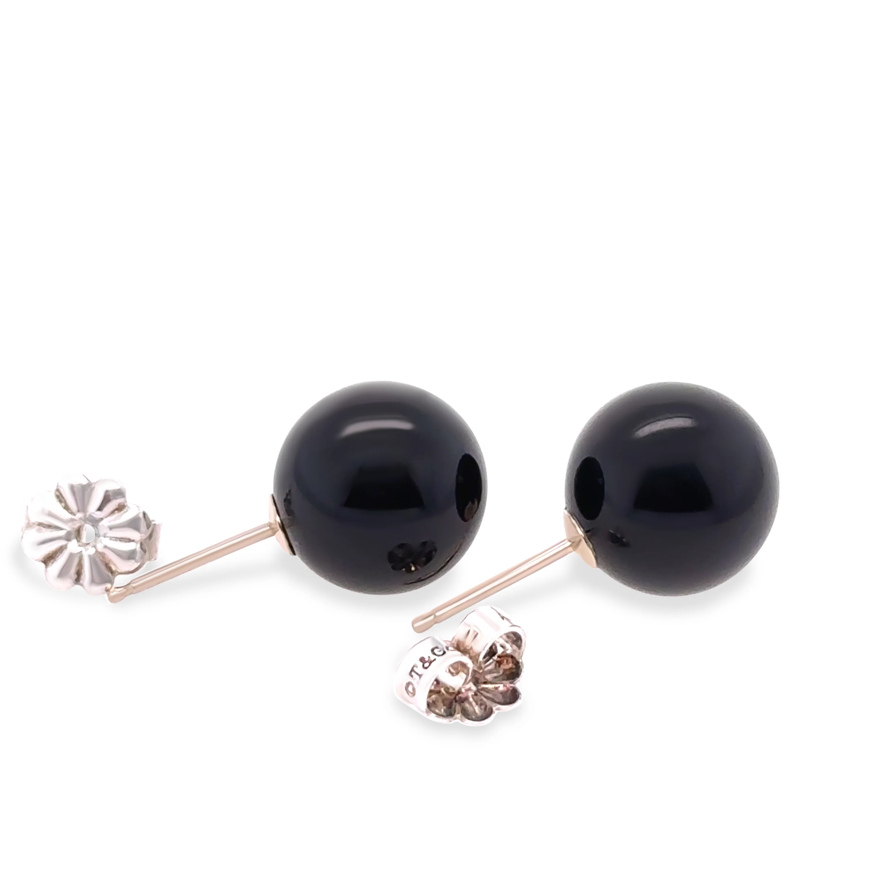 Tiffany & Co. Black Onyx Ball Stud Earrings in Sterling Silver 10mm 3.51g - Image 4
