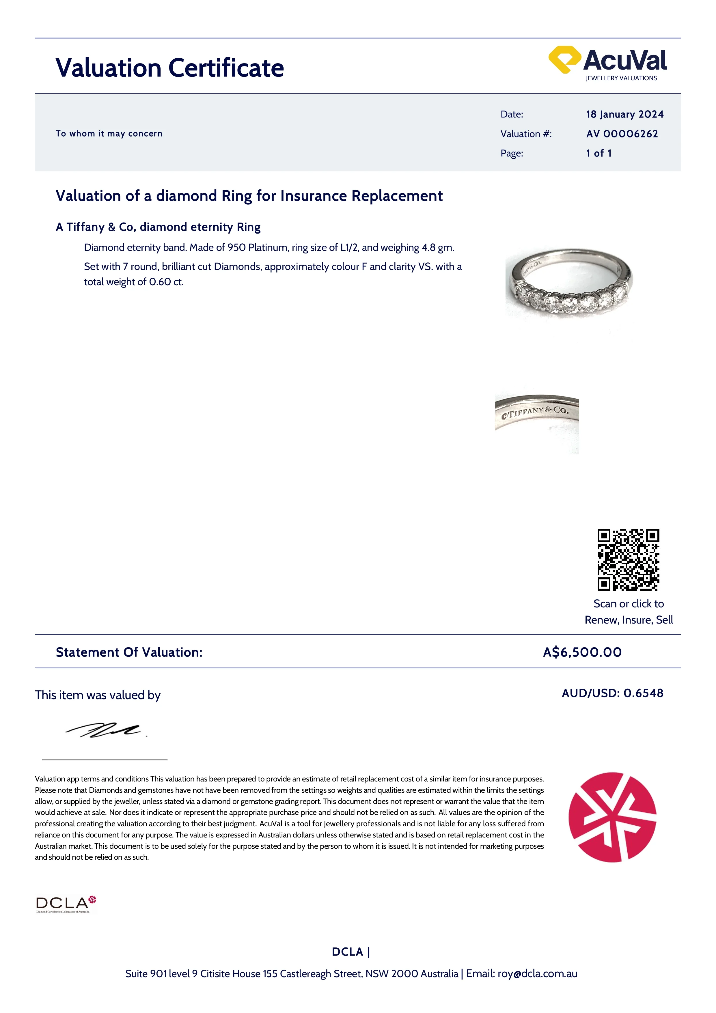 Tiffany & Co Diamond Eternity Ring 0.60ct - Image 7