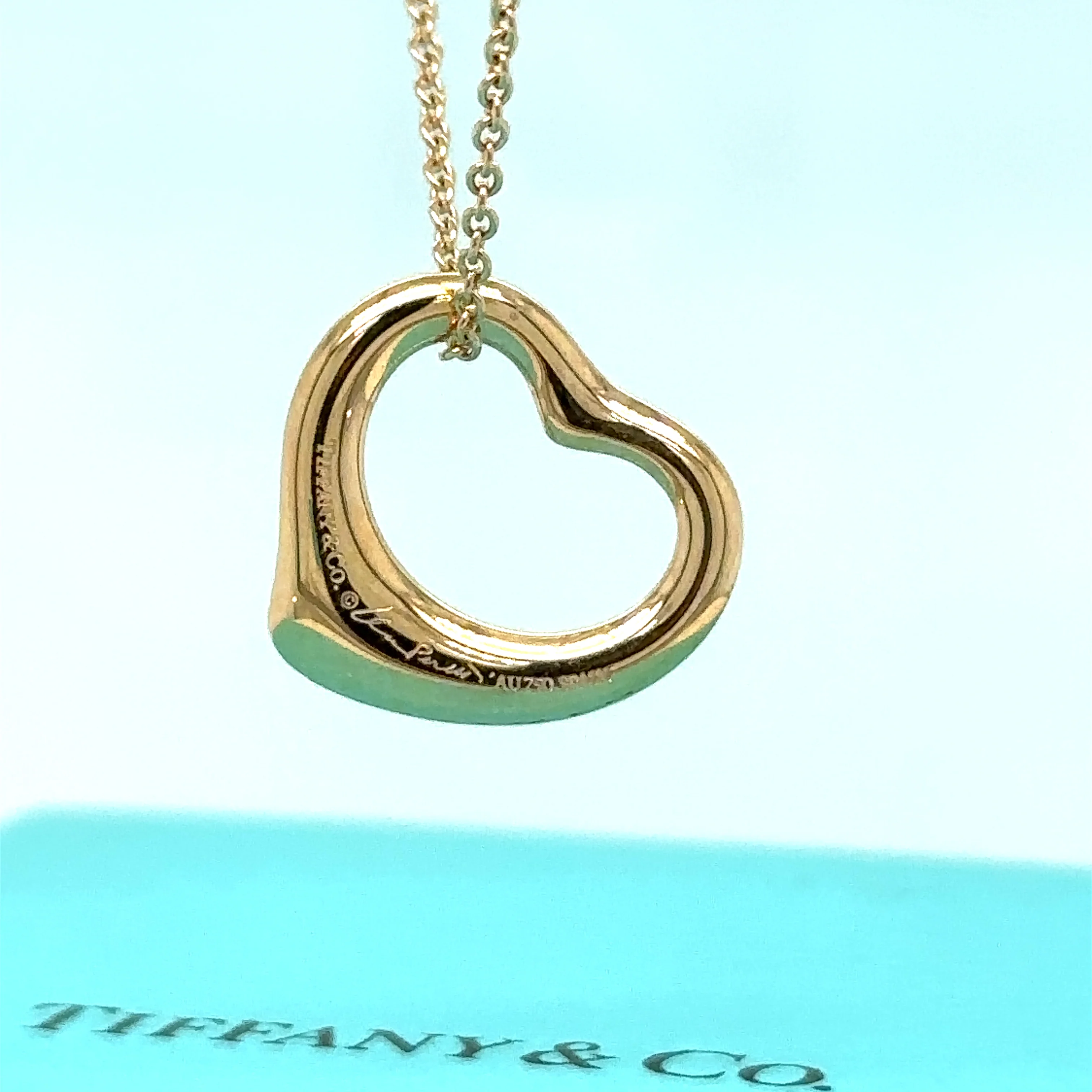 Tiffany & Co 18ct Rose Gold Open Heart Pendant - Image 7