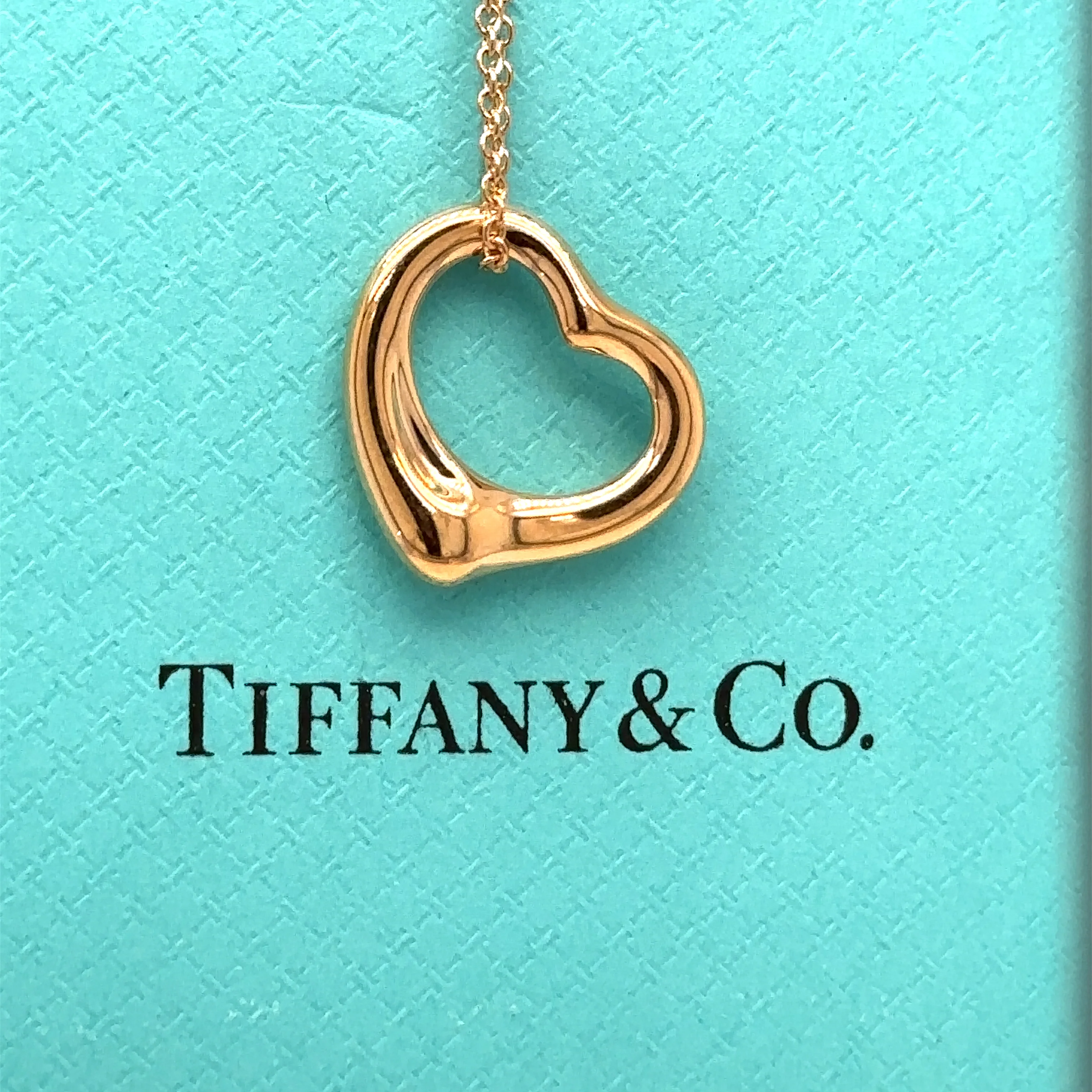 Tiffany & Co 18ct Rose Gold Open Heart Pendant - Image 8