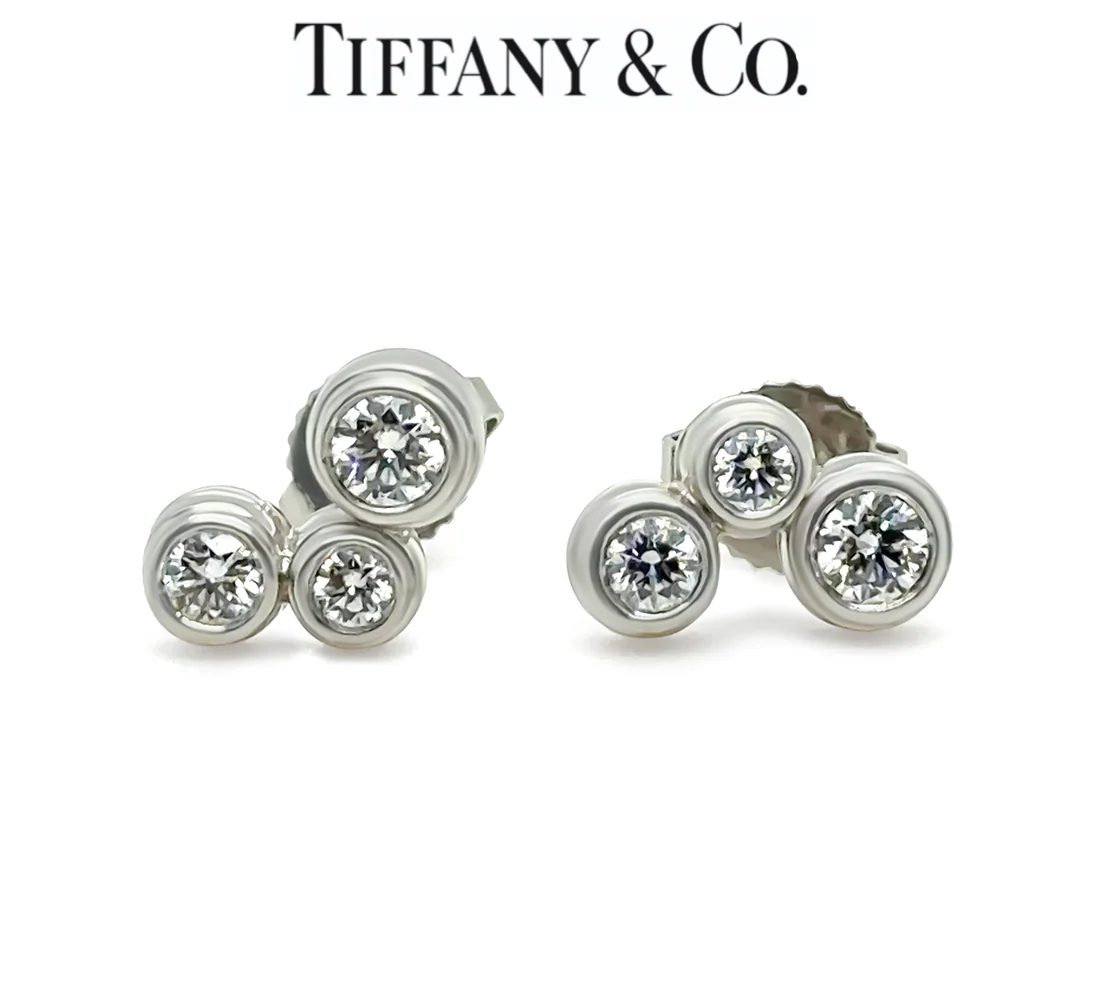 Tiffany & Co. Platinum Diamond Bubble Earrings 0.70ct 4.1g