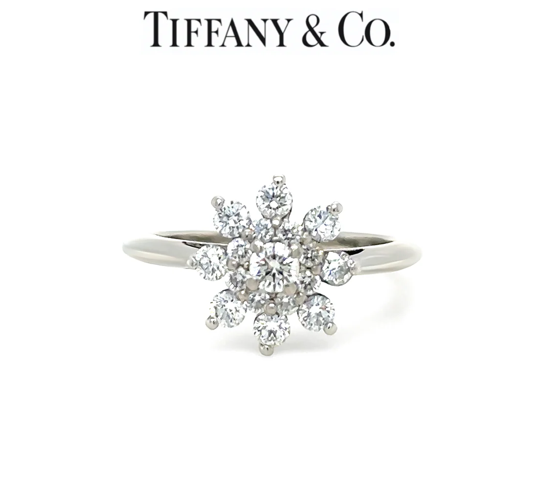 Tiffany & Co. Platinum Diamond Flower Ring 0.60ct 4.54g
