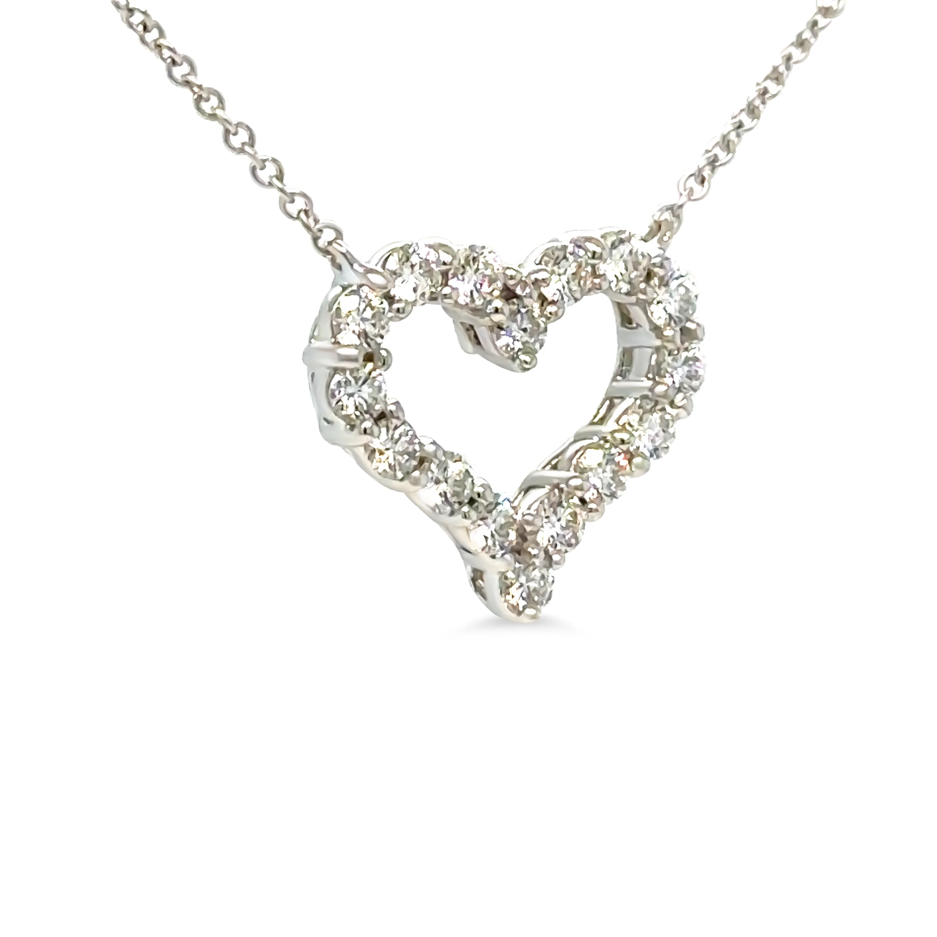 Tiffany & Co Platinum Diamond Heart Pendant Necklace 0.62ct - Image 2