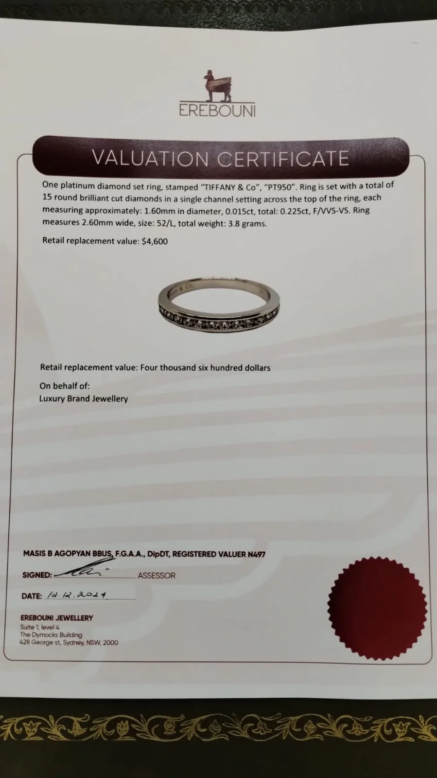 Tiffany & Co Platinum Diamond Wedding Ring 0.22ct - Image 7