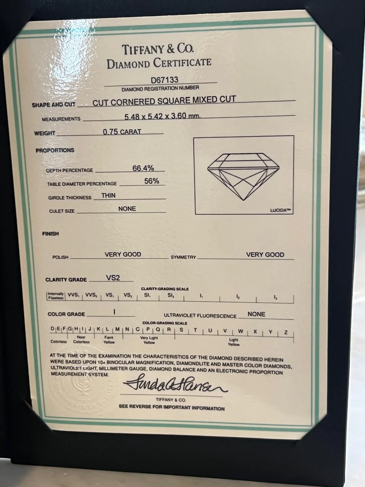 Tiffany & Co Platinum Lucida Cut Diamond Ring 0.75ct - Image 10
