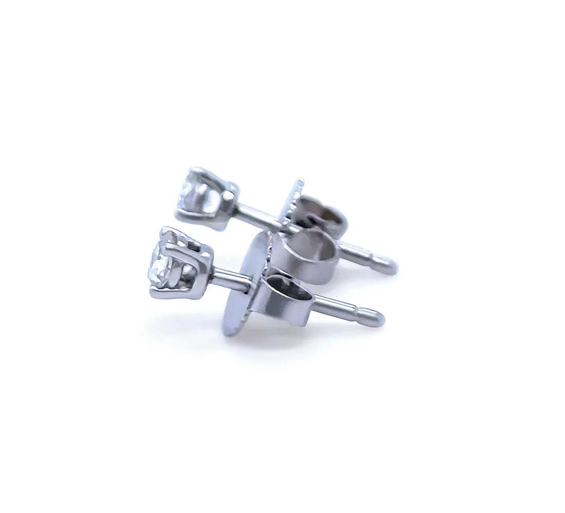 Tiffany & Co Platinum Solitaire Diamond Stud Earrings 0.22ct - Image 3