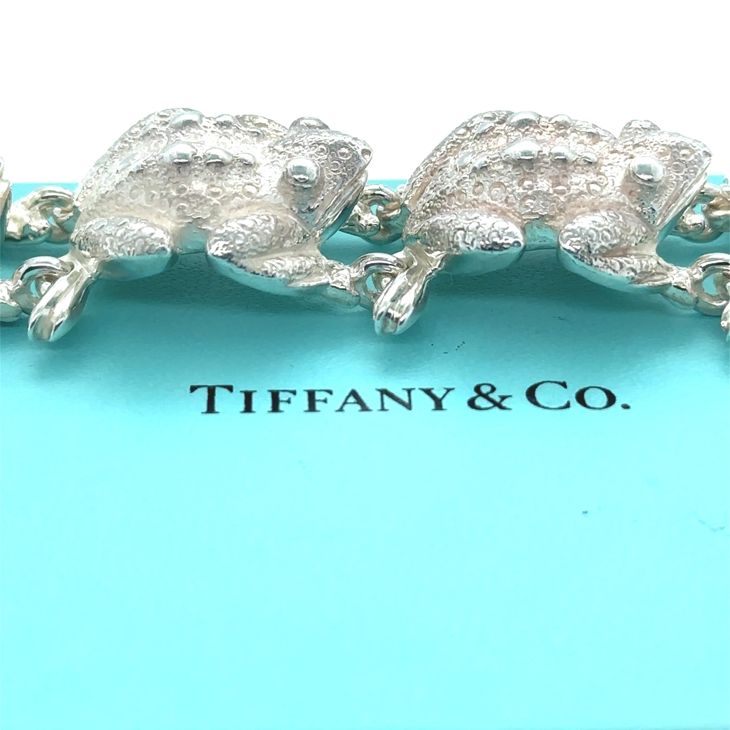 Tiffany & Co Rare Vintage Silver Frog Nature Link Bracelet 88.43g - Image 5