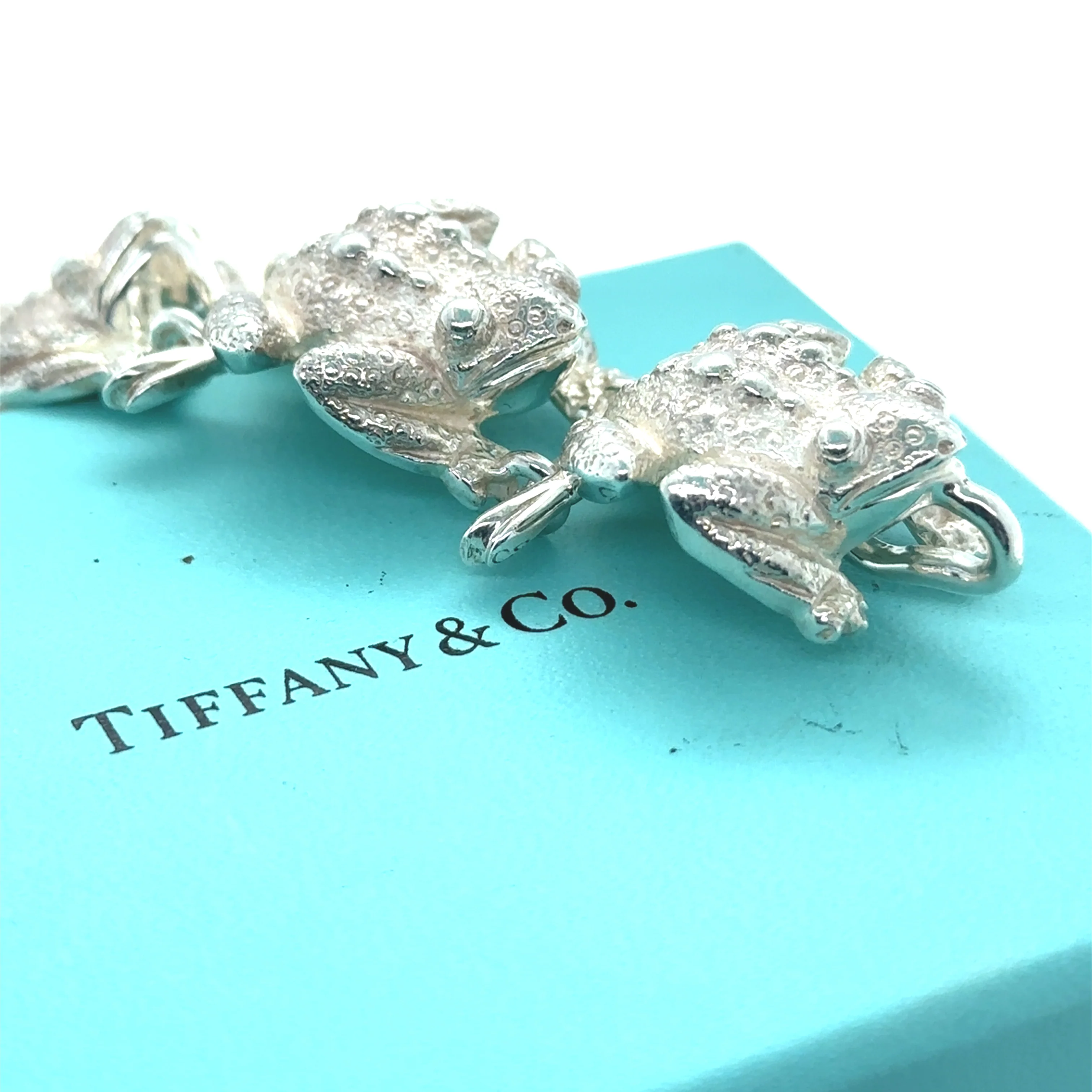 Tiffany & Co Rare Vintage Silver Frog Nature Link Bracelet 88.43g - Image 6