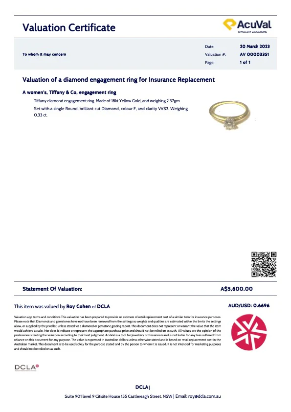 Tiffany & Co Setting Engagement Ring 0.33ct - Image 11