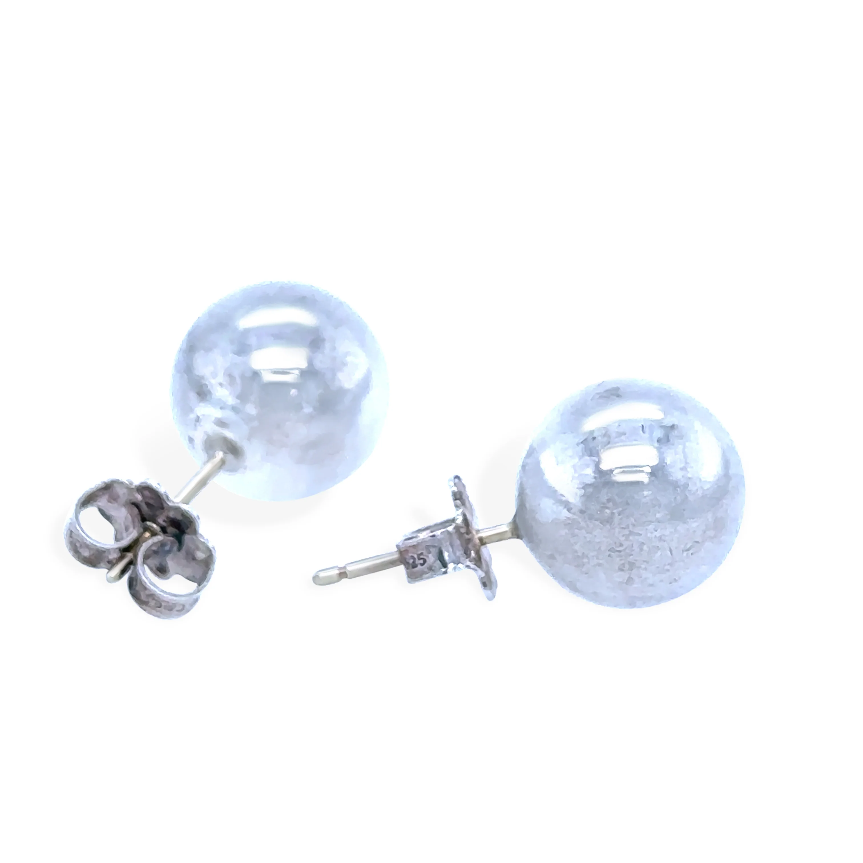 Tiffany & Co. Silver Bead Ball Stud Earrings 10mm 4.69g - Image 2