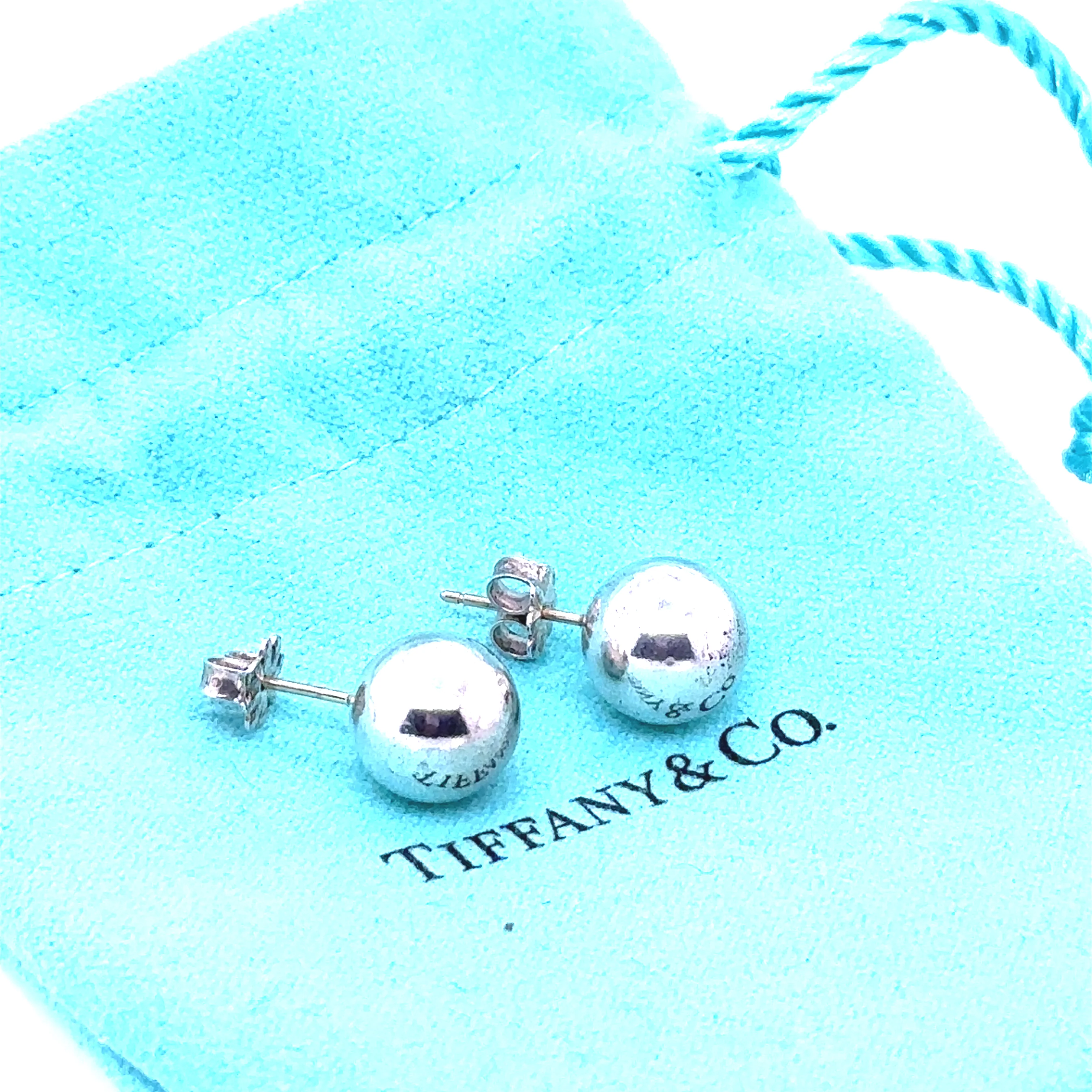 Tiffany & Co. Silver Bead Ball Stud Earrings 10mm 4.69g - Image 4