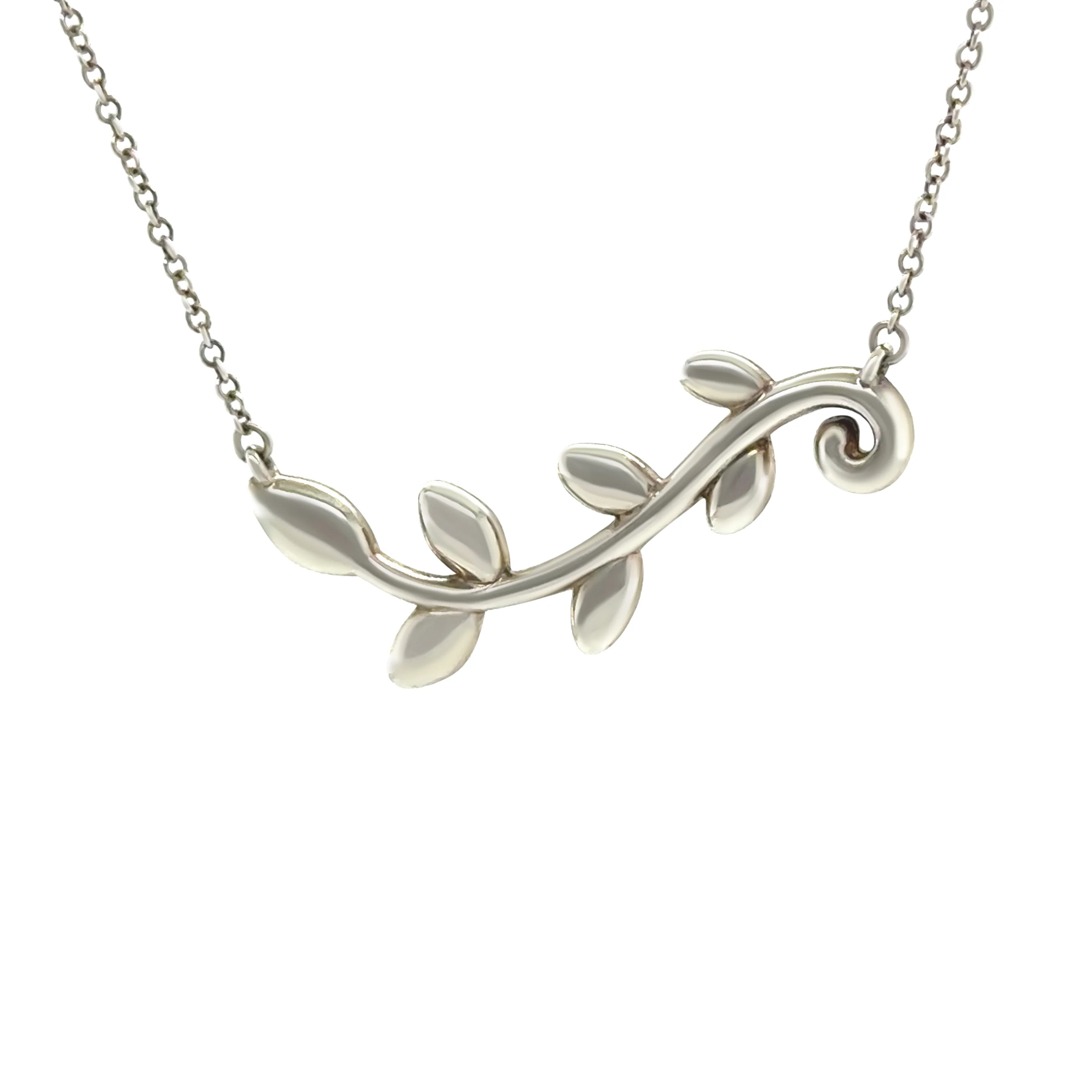 Tiffany & Co. Silver Paloma Picasso Olive Leaf Vine Necklace 3.08g - Image 2