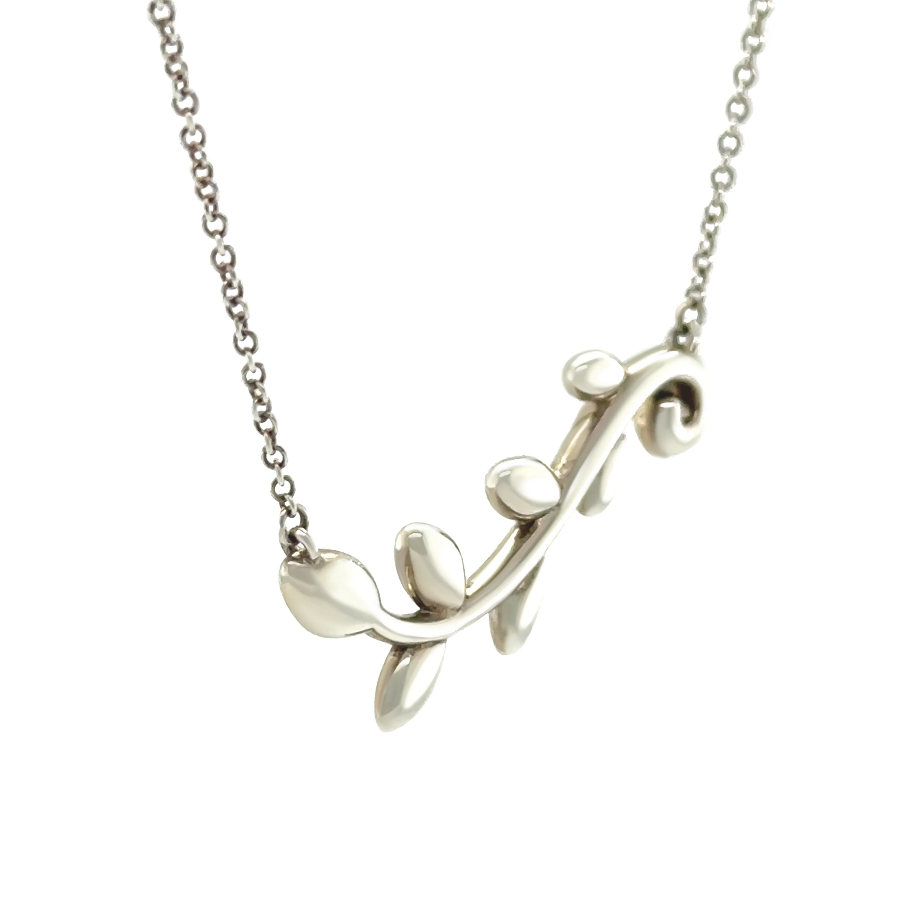 Tiffany & Co. Silver Paloma Picasso Olive Leaf Vine Necklace 3.08g - Image 3