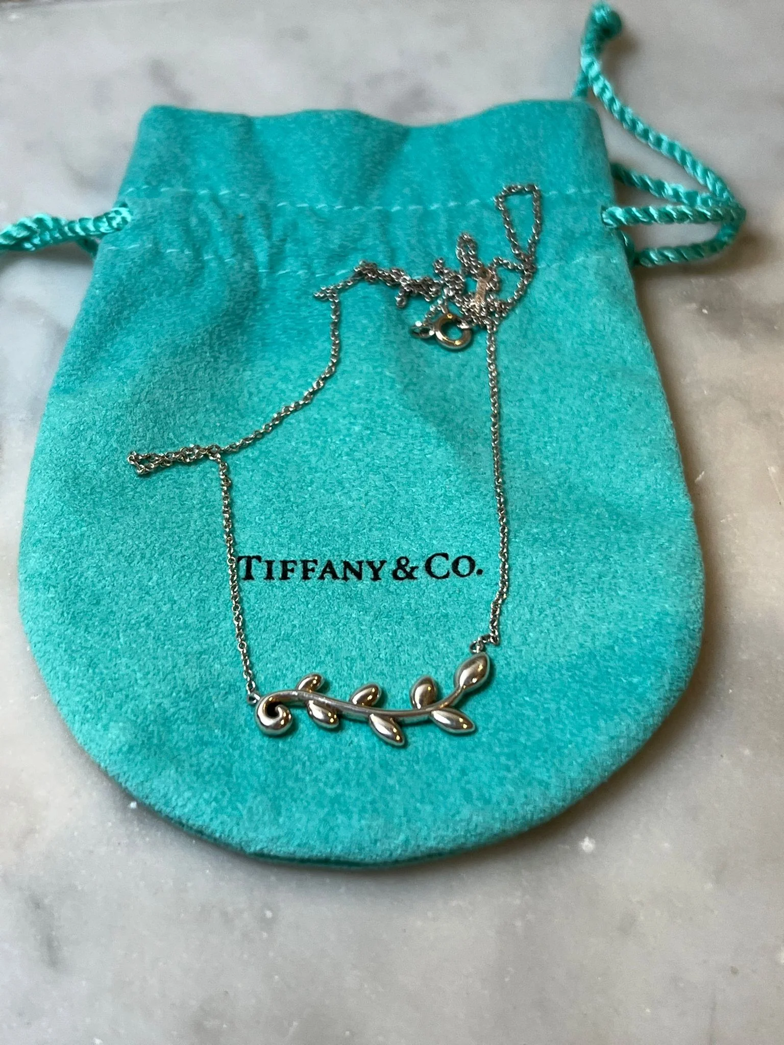 Tiffany & Co. Silver Paloma Picasso Olive Leaf Vine Necklace 3.08g - Image 5