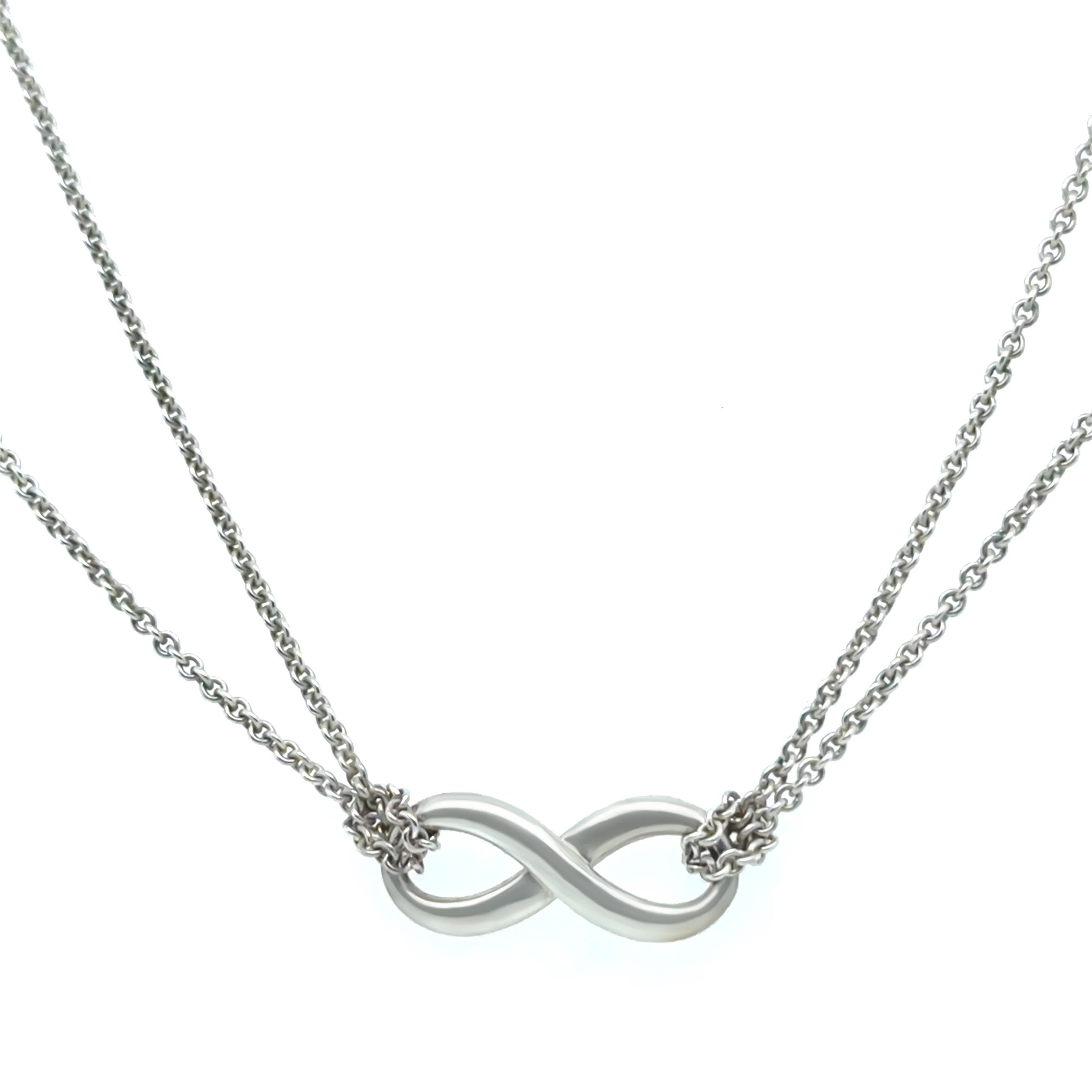 Tiffany & Co. Sterling Silver Infinity Pendant Necklace 6g - Image 2