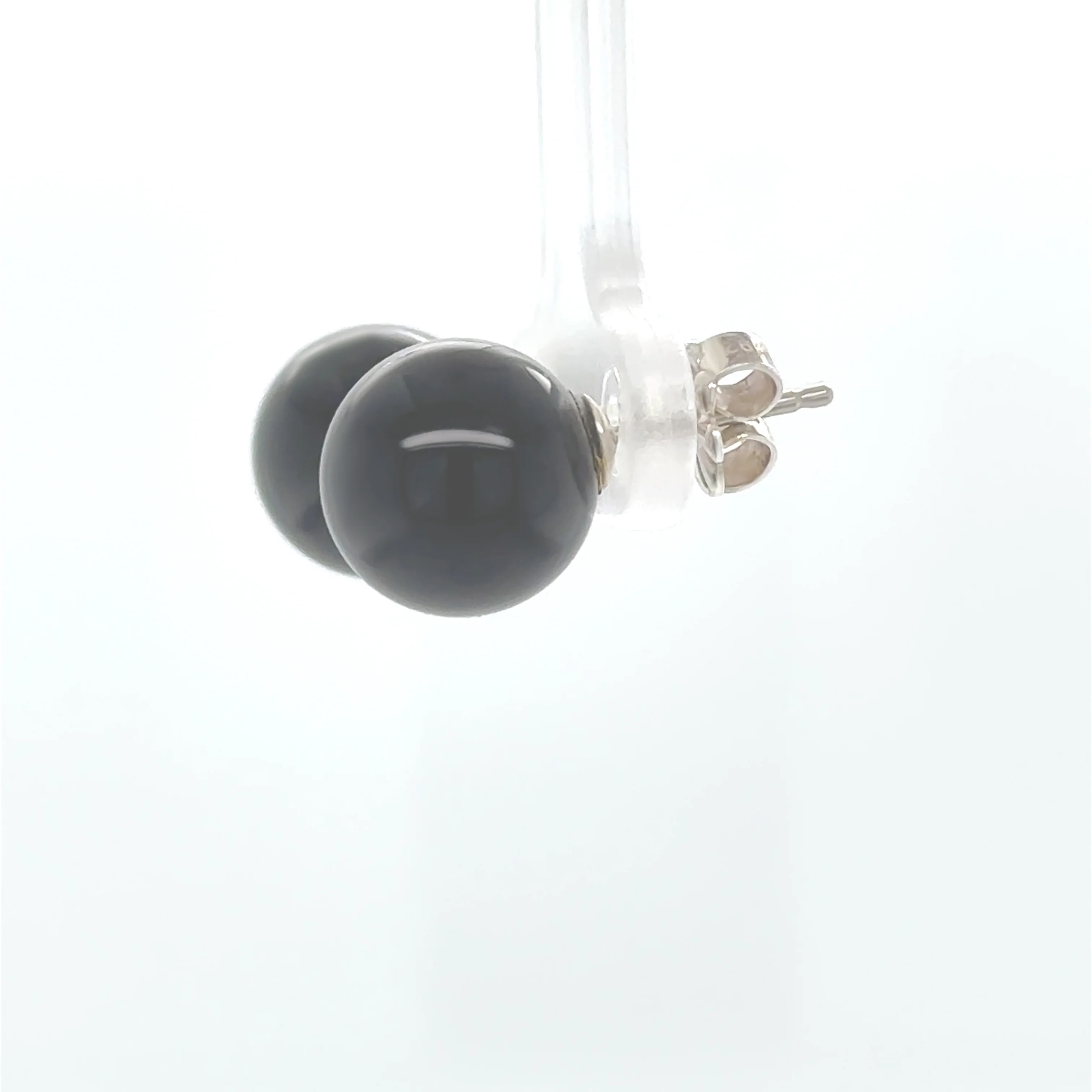 Tiffany & Co. Sterling Silver Pearl and Black Onyx Necklace and Earrings Set 12.92g - Image 4