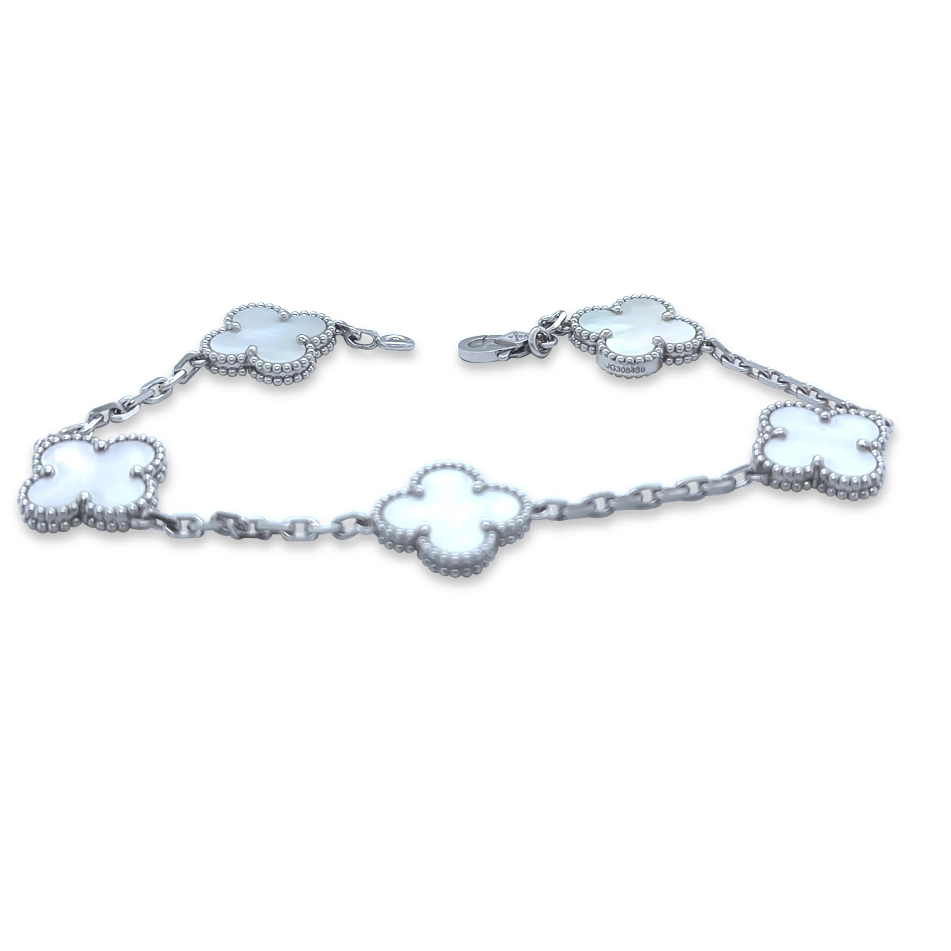 Van Cleef & Arpels 18ct White Gold Vintage Alhambra Bracelet 12g - Image 3