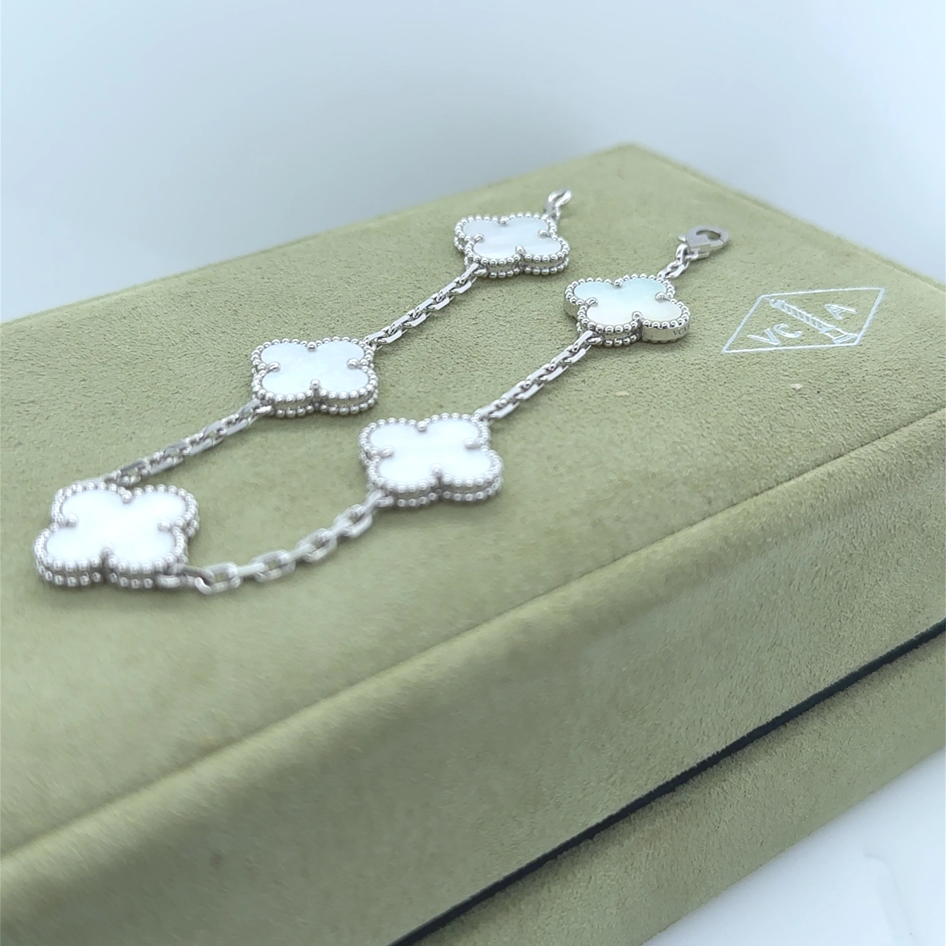 Van Cleef & Arpels 18ct White Gold Vintage Alhambra Bracelet 12g - Image 6