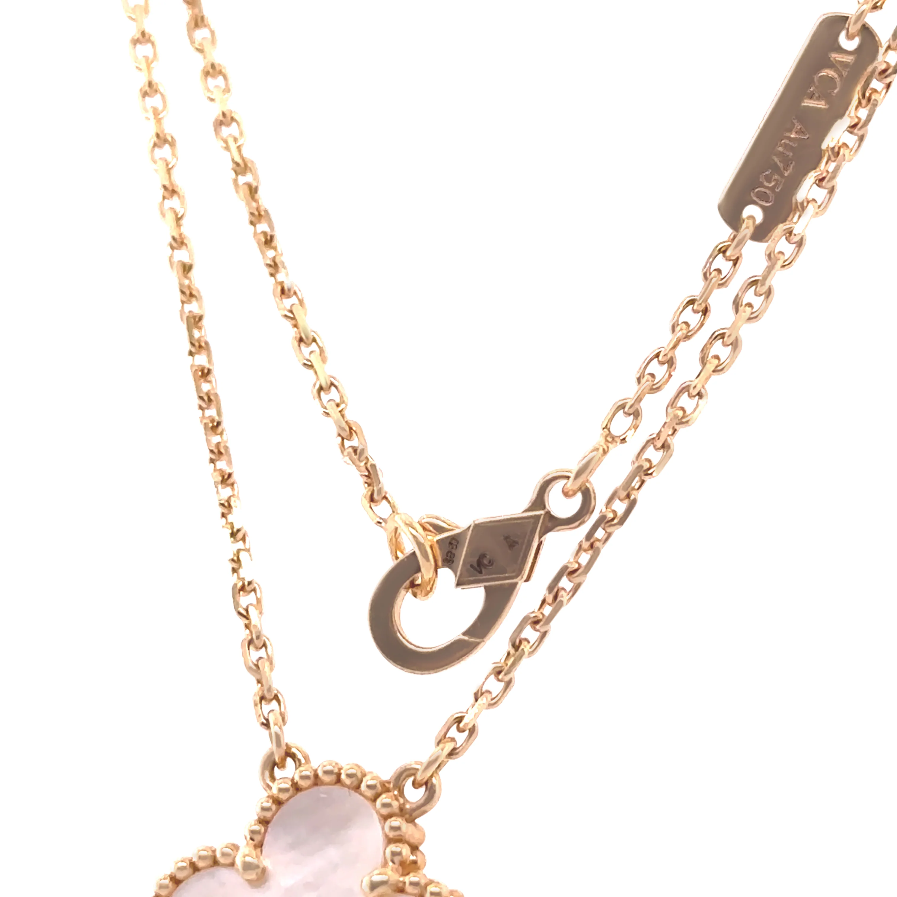 Van Cleef & Arpels 18ct Yellow Gold Vintage Alhambra Mother-of-Pearl Pendant 5.21g - Image 5