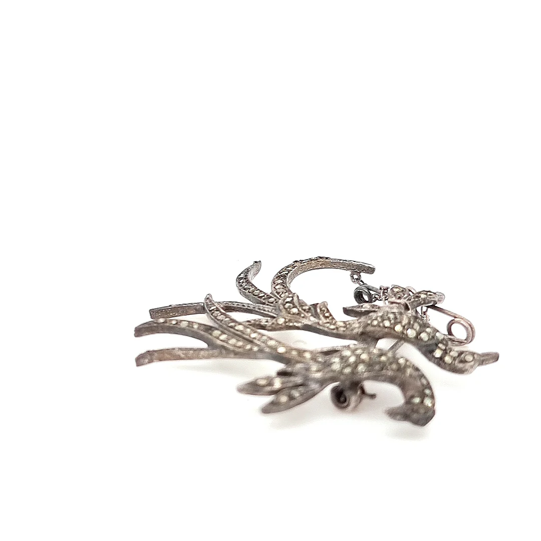 Victorian Marcasite Romantic Brooch - Image 4